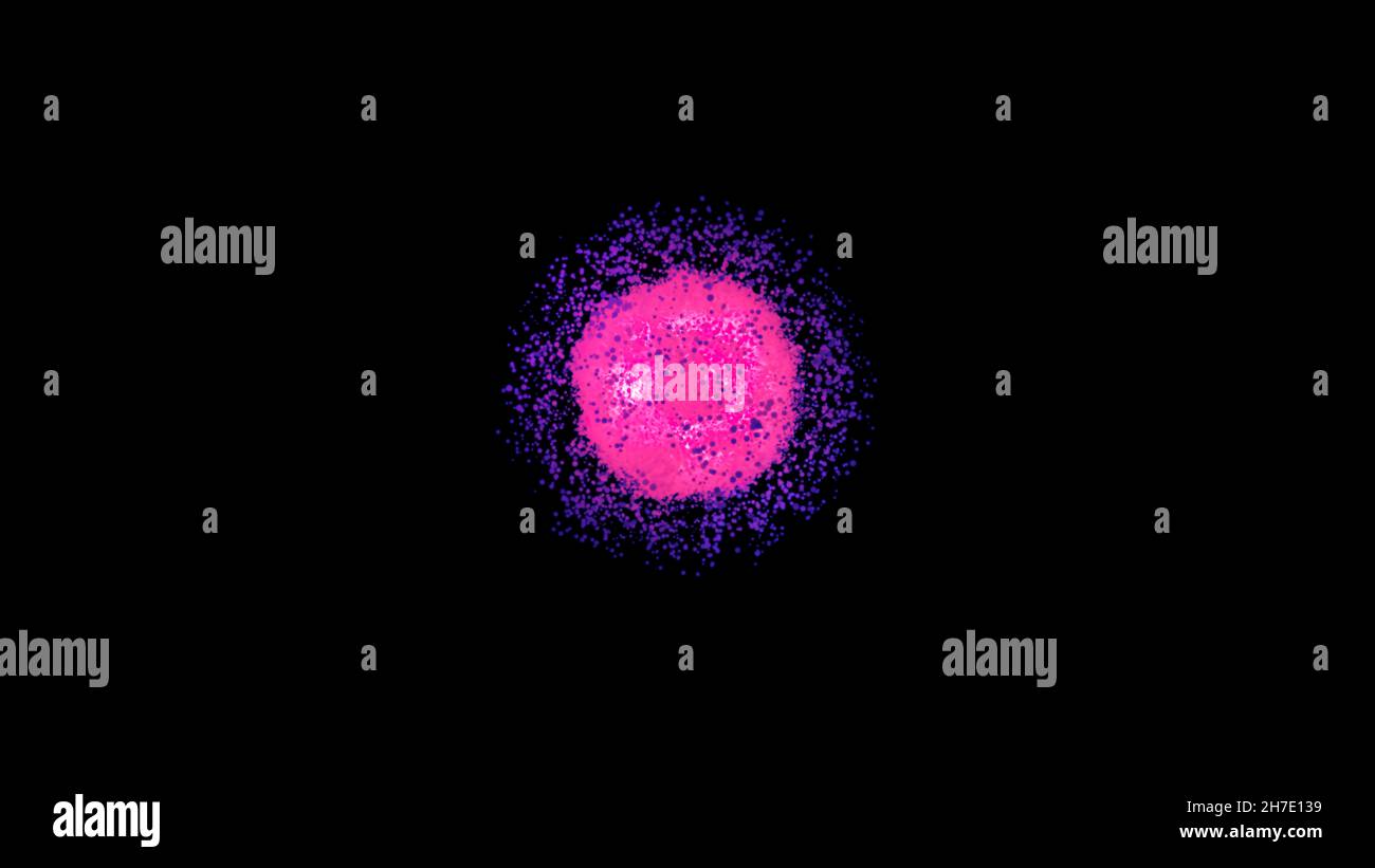 Abstract animation of sphere of luminous dots. Animation. Round cluster ...