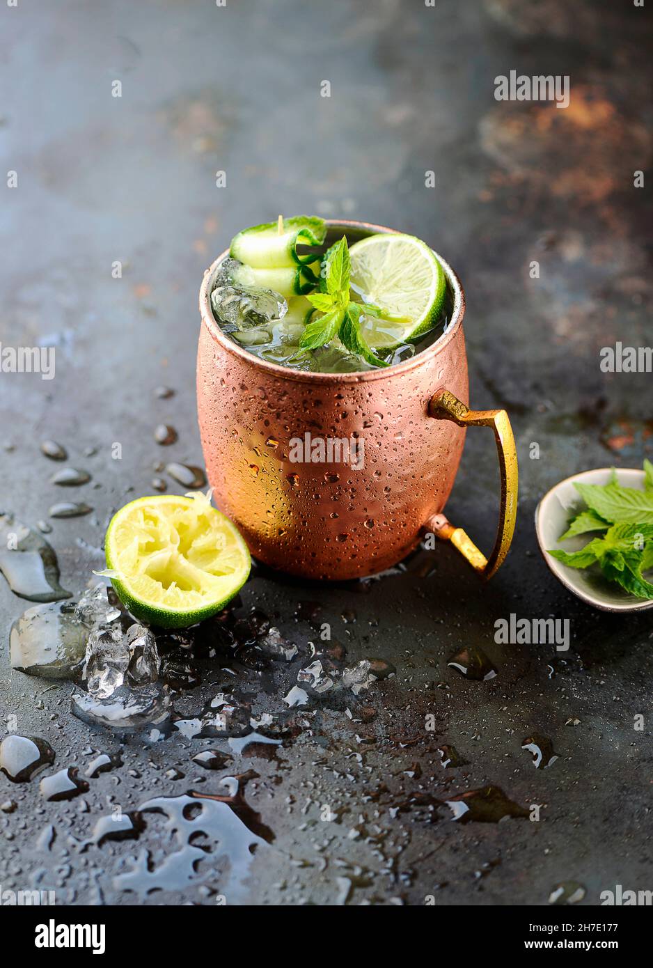 Moscow Mule Cocktail with vodka, limes and mint Stock Photo Alamy