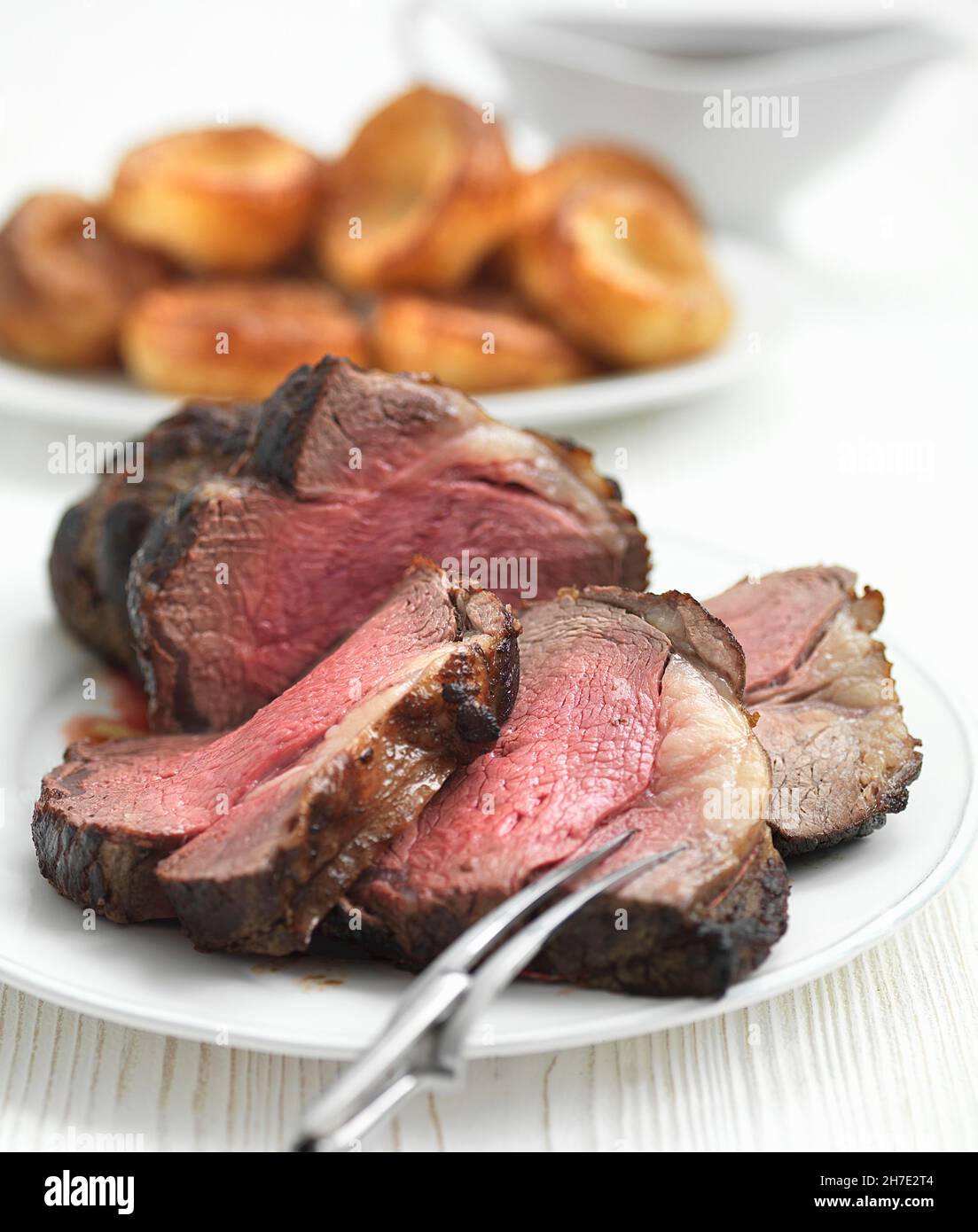 Roast beef with Yorkshire puddings Stock Photo Alamy