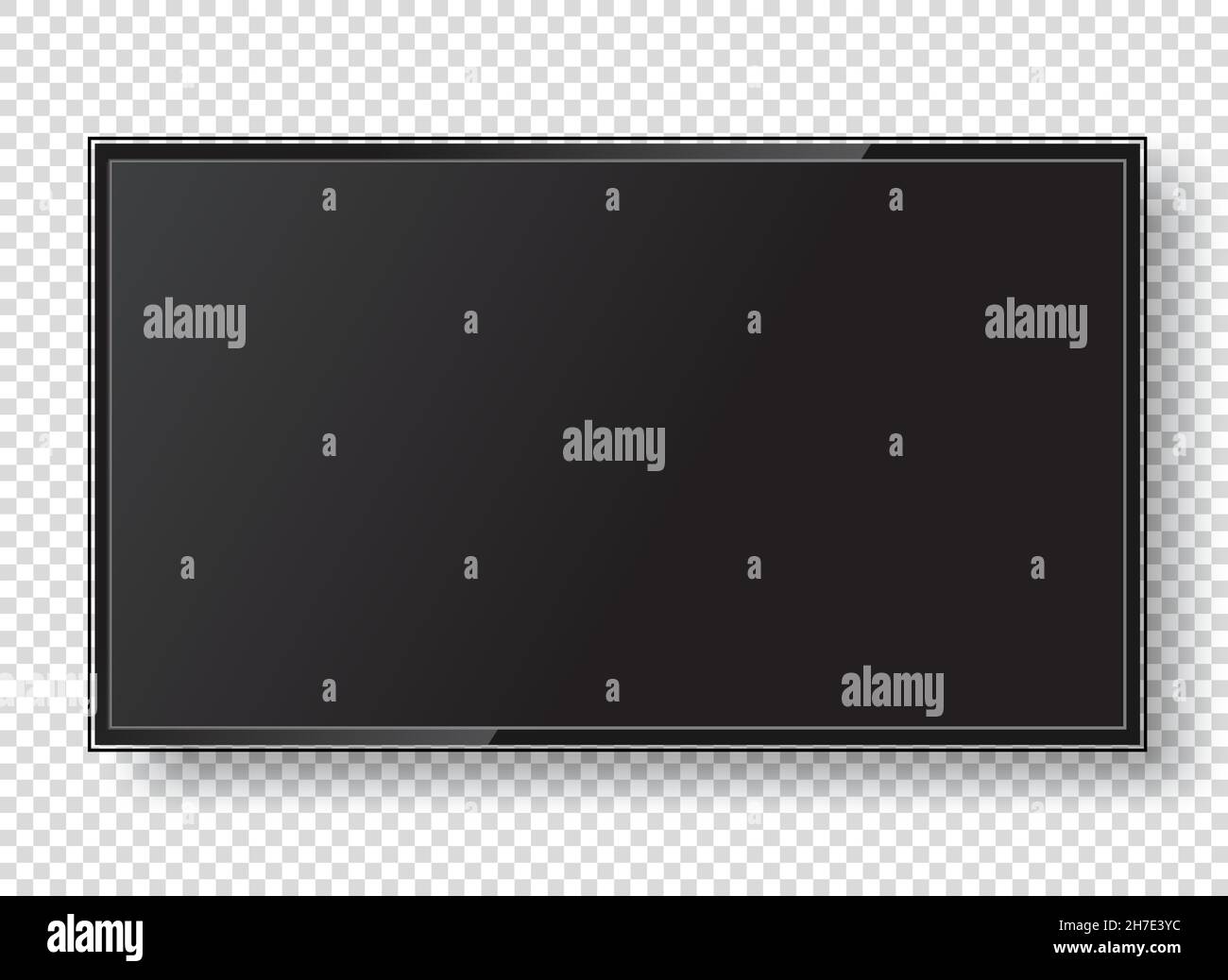 lcd tv screen isolated transparent background vector flat black