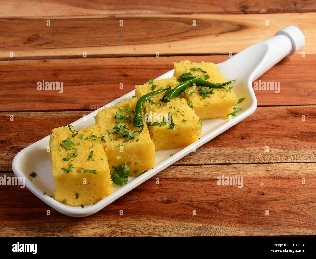 Khaman Dhokla made up of rice or urad dal is a popular breakfast or