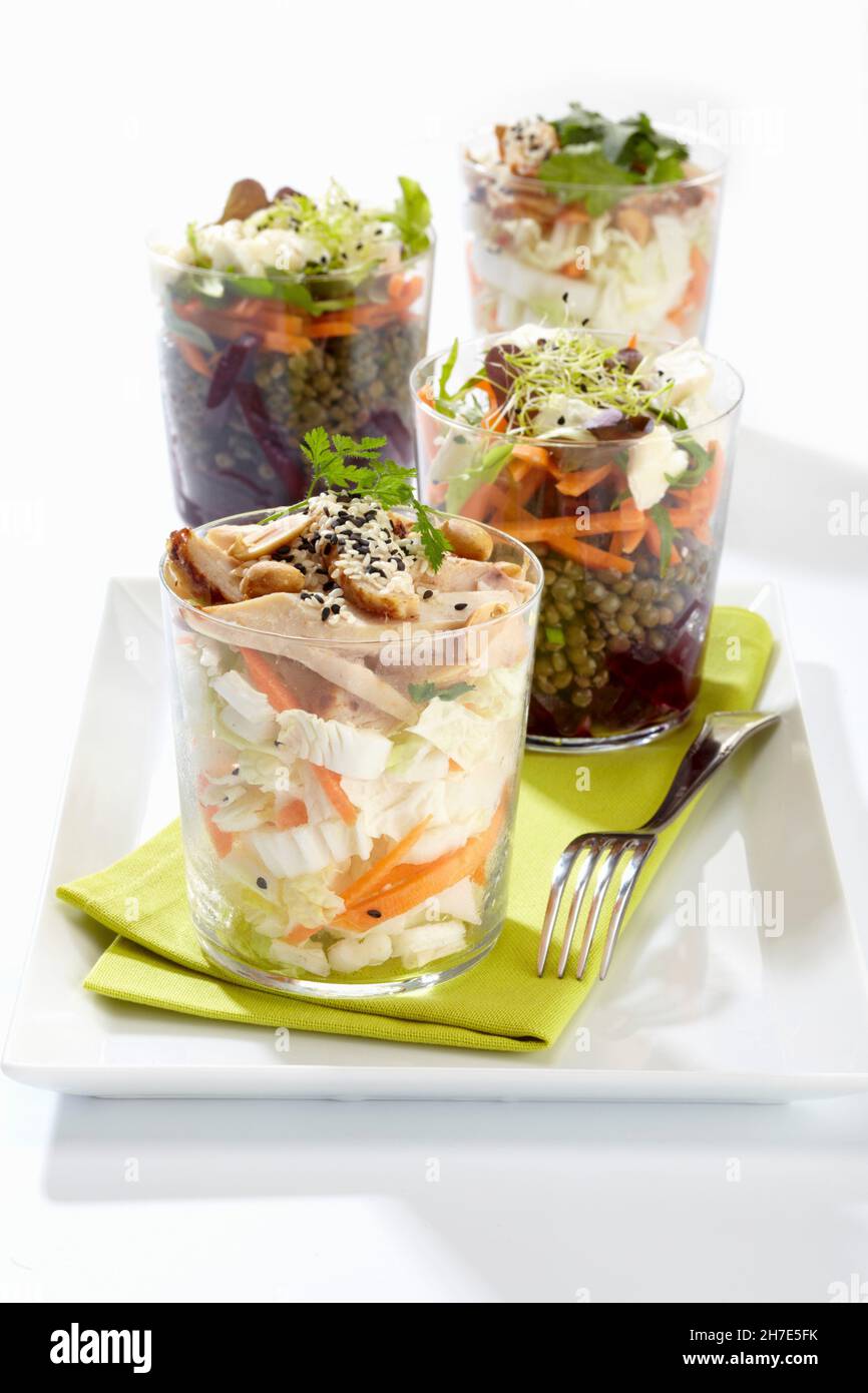 Various vegetable salads Stock Photo