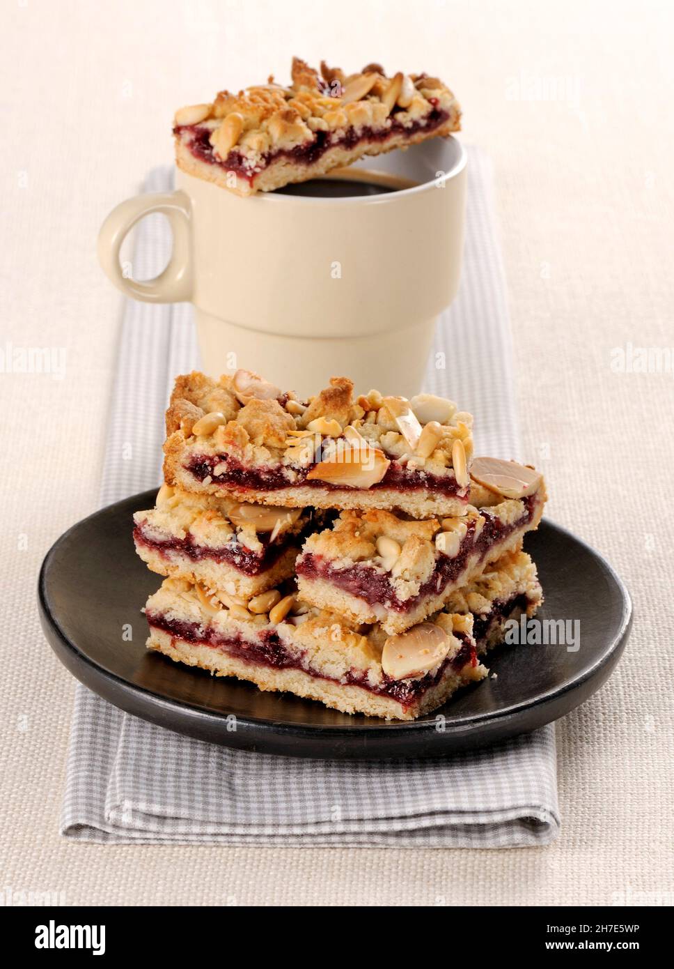 Cherry slices with almonds Stock Photo