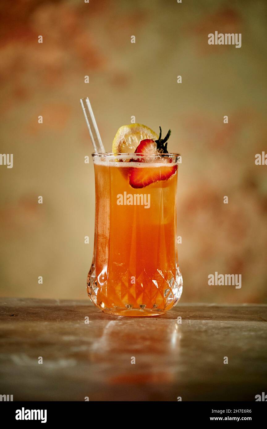 Kentucky Buck Cocktail made with strawberries, bourbon, lemon juice