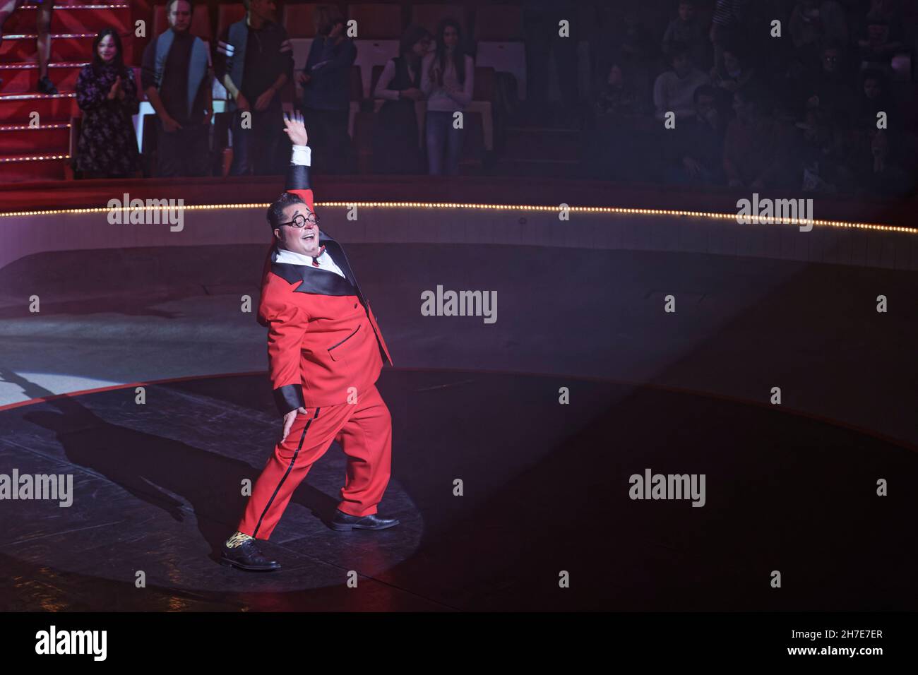 Paris, France. 20th Nov, 2021. Totti, clown performs during Cirque Bouglione's 'Dingue' show at the Cirque d'Hiver on November 20, 2021 in Paris. Stock Photo
