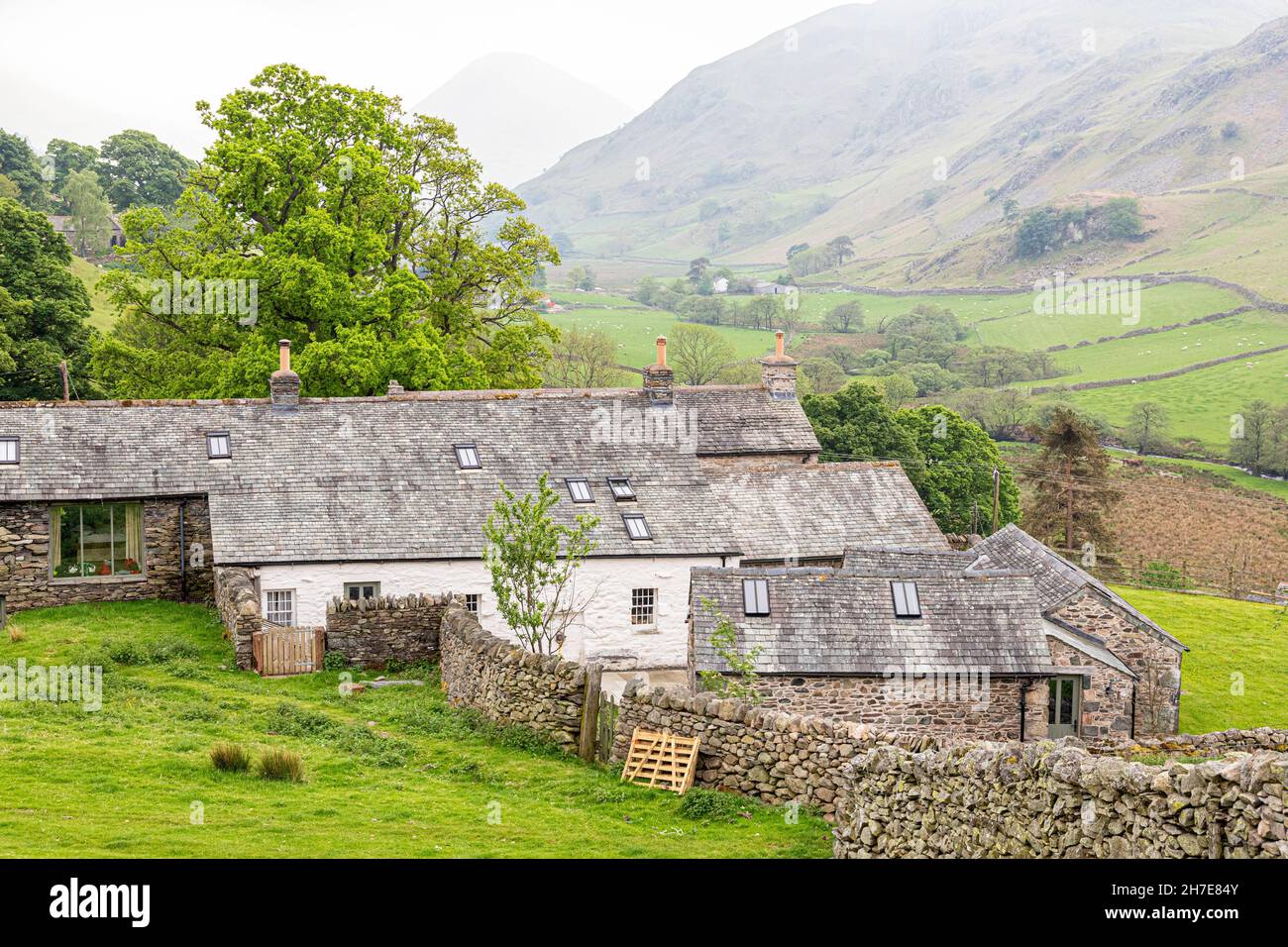 A typical English Lake District farm at Martindale, Cumbria UK Stock Photo