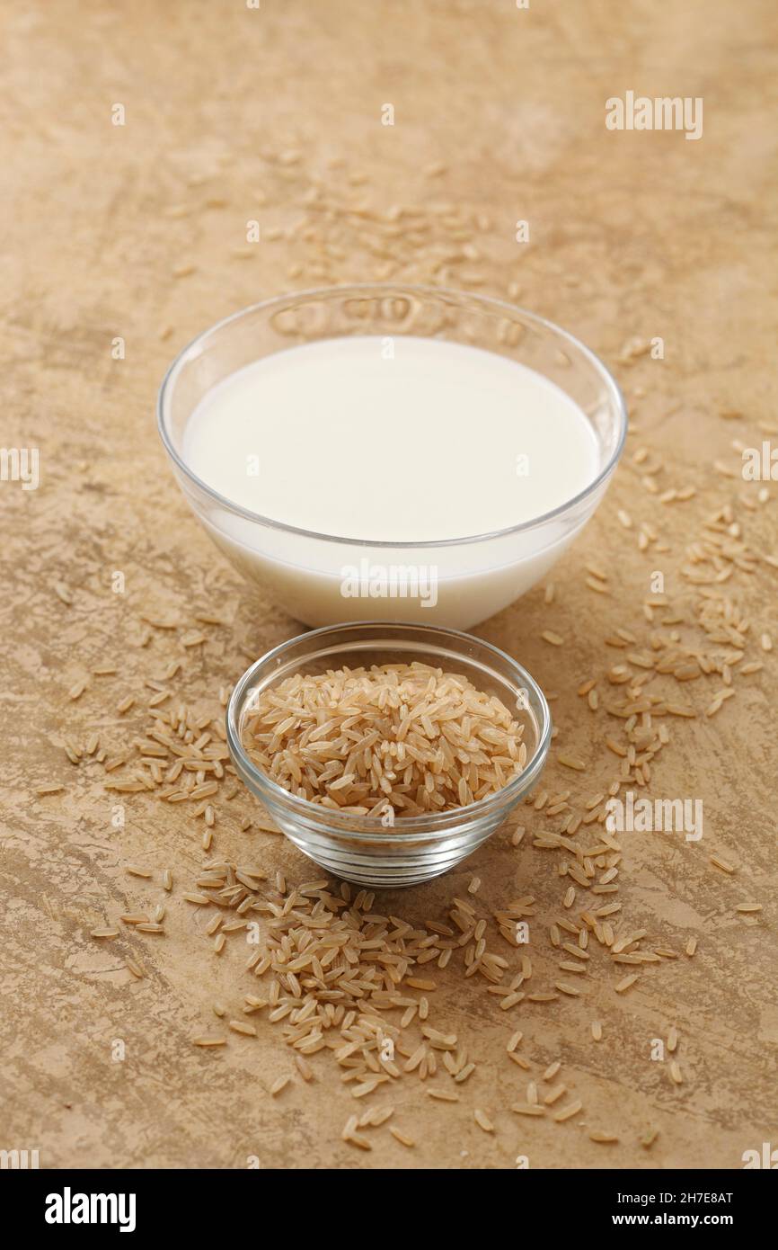 Rice milk and rice Stock Photo Alamy