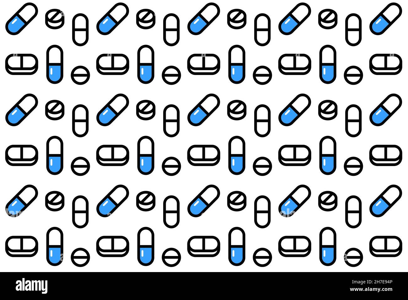 Pills and vitamins seamless pattern on white Stock Vector