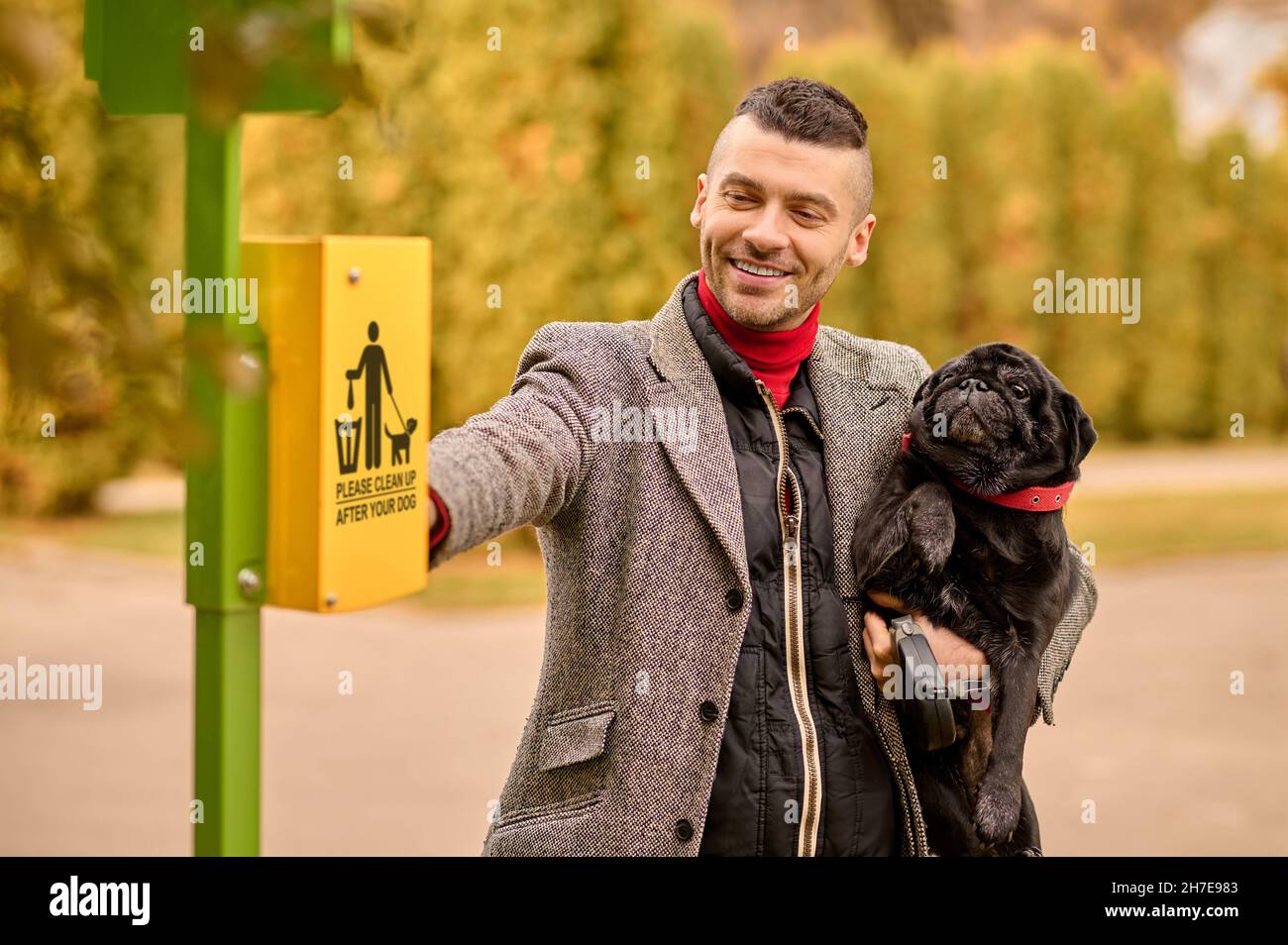 A pet owner taking cleaning stuff from the box Stock Photo - Alamy