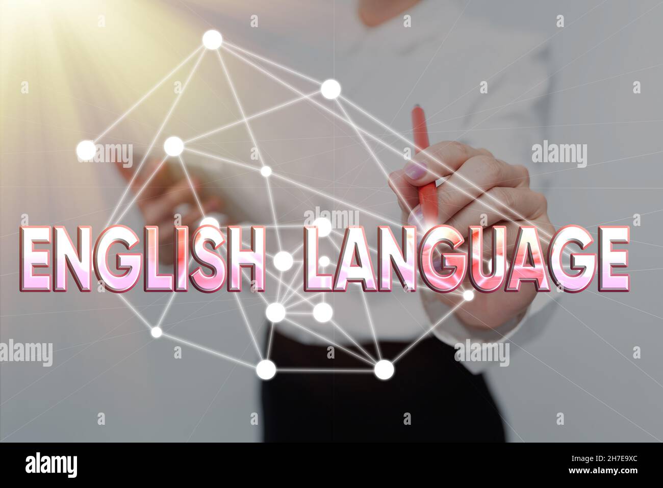 Inspiration showing sign English Language. Conceptual photo third spoken native lang in world after Chinese and Spanish Lady In Uniform Standing Stock Photo