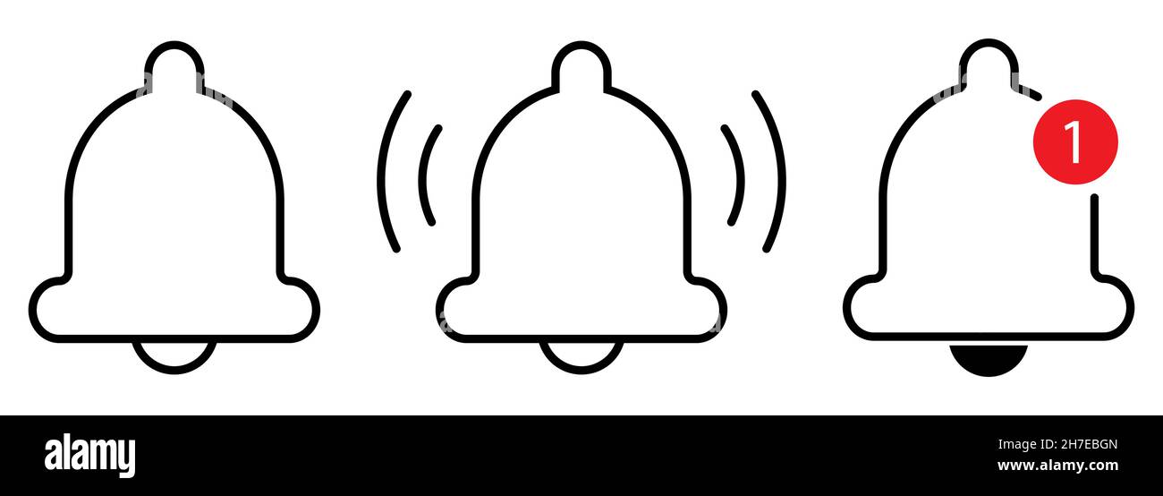 Notification message bell vector line icons. Vector signs isolated on white background Stock Vector