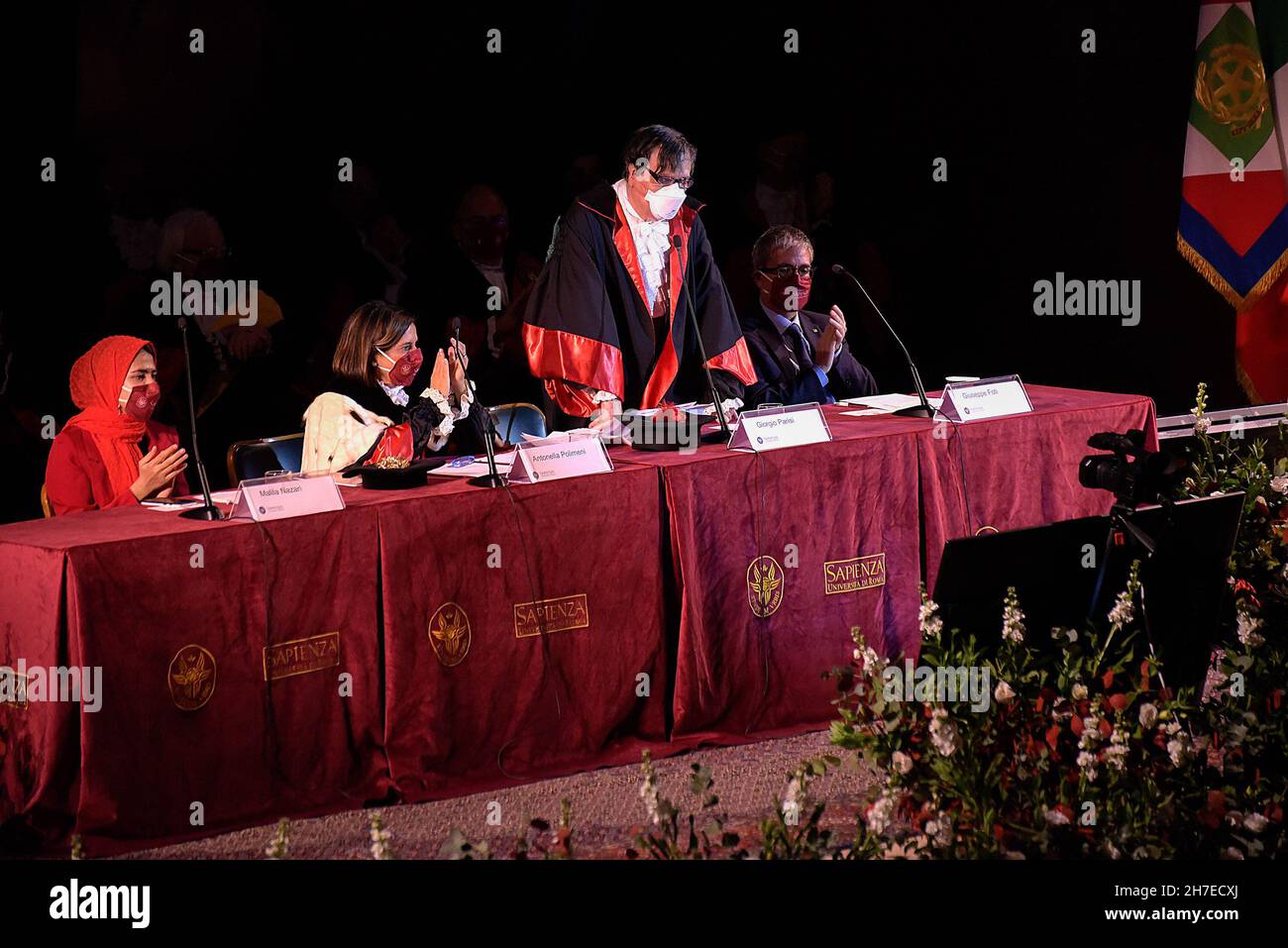 Rome, Italy. 22nd Nov, 2021. 2021 Nobel Prize winner in Physics Giorgio Parisi speaks during the inauguration ceremony of the academic year, the 719th since its foundation, of the La Sapienza University of Rome. (Photo by Vincenzo Nuzzolese/SOPA Images/Sipa USA) Credit: Sipa USA/Alamy Live News Stock Photo