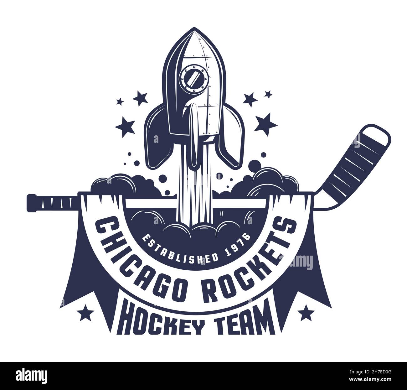 Hockey logo with stick and rocket Stock Vector Image & Art Alamy