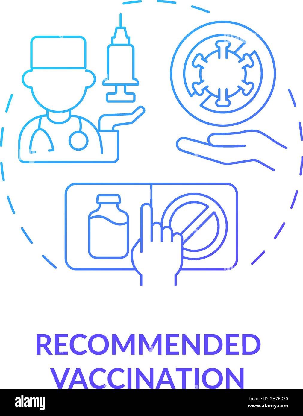 Recommended vaccination blue gradient concept icon Stock Vector