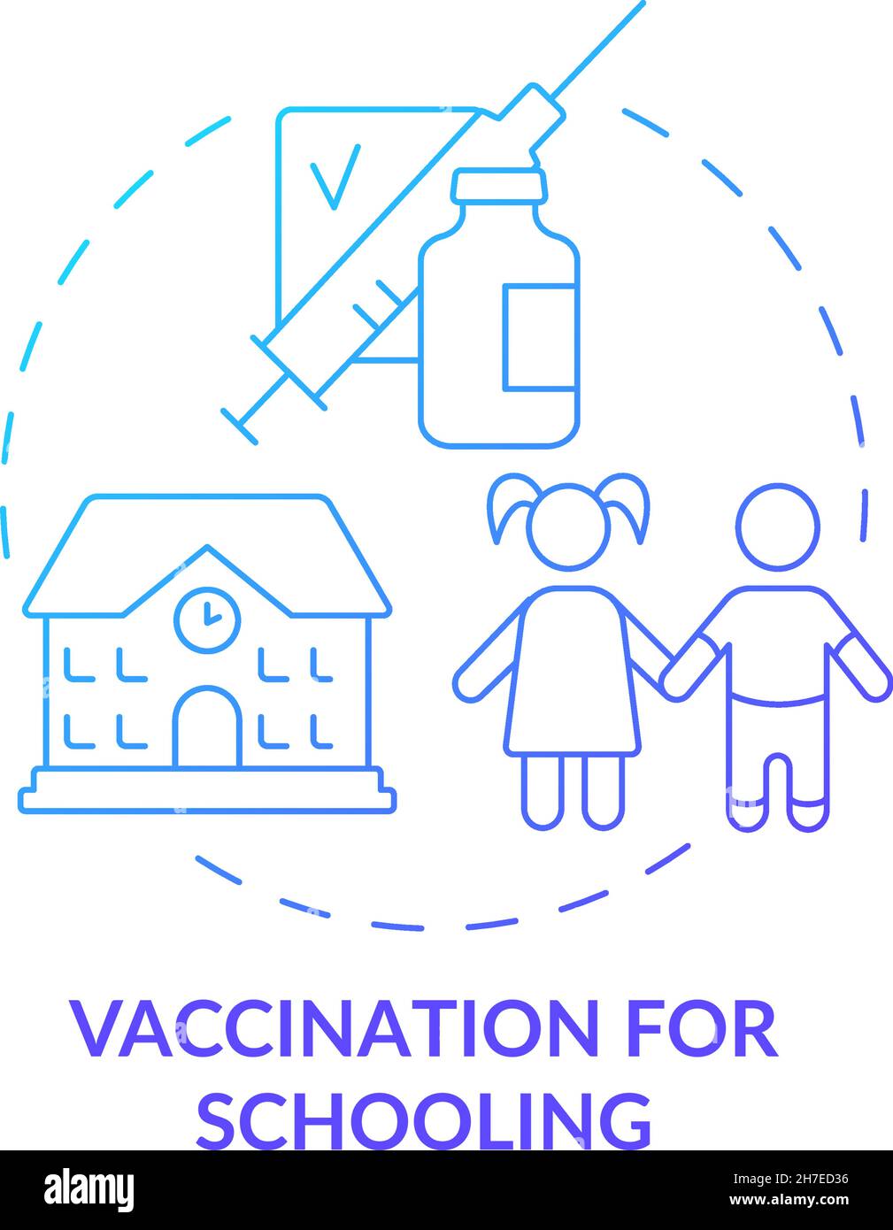 Vaccination for schooling blue gradient concept icon Stock Vector