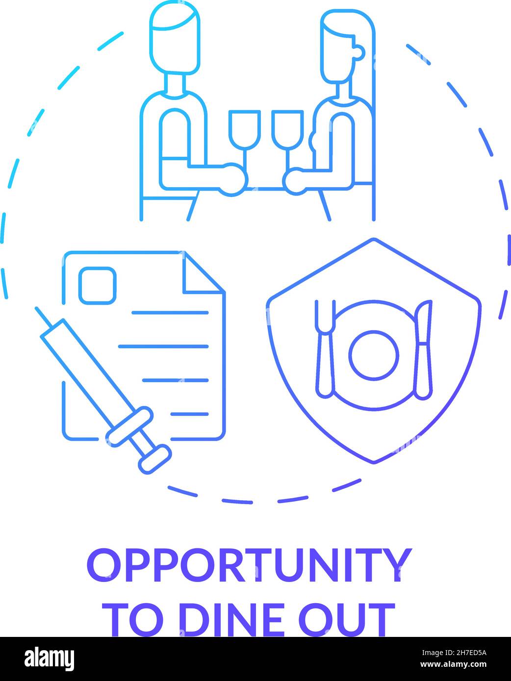 Opportunity to dine out blue gradient concept icon Stock Vector