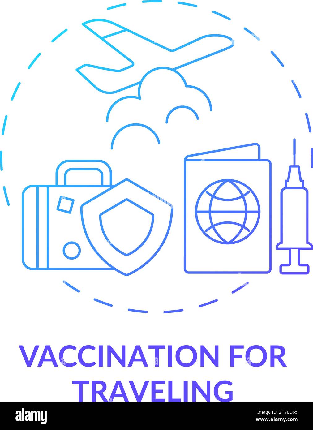 Vaccination for traveling blue gradient concept icon Stock Vector