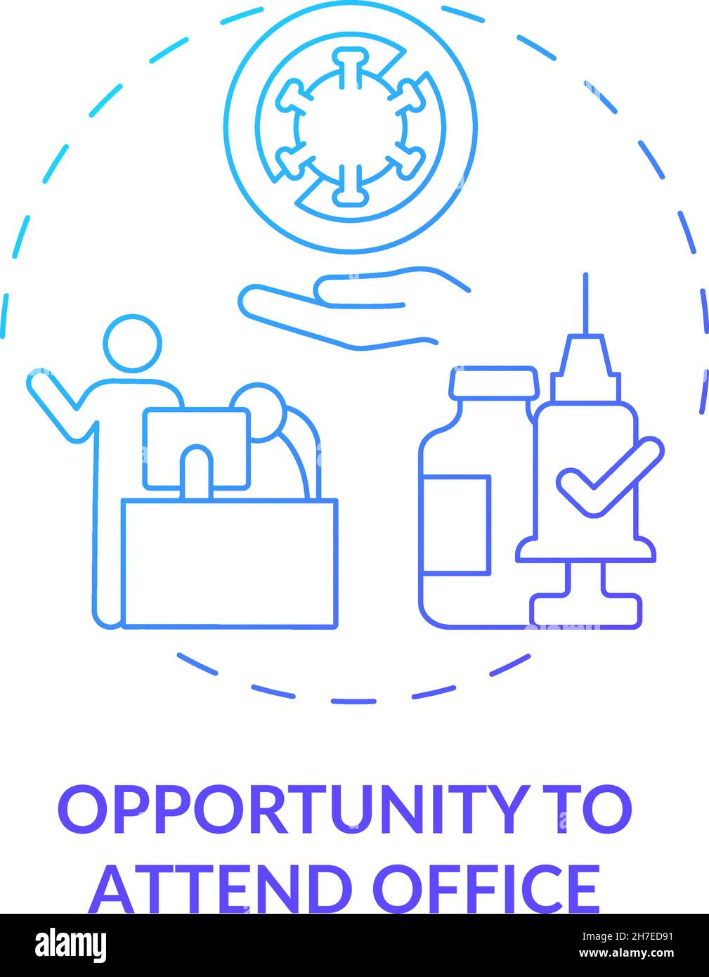Opportunity to attend office blue gradient concept icon Stock Vector