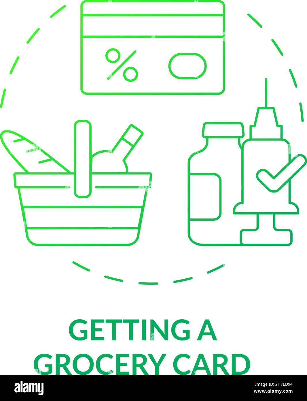 Getting grocery card green gradient concept icon Stock Vector