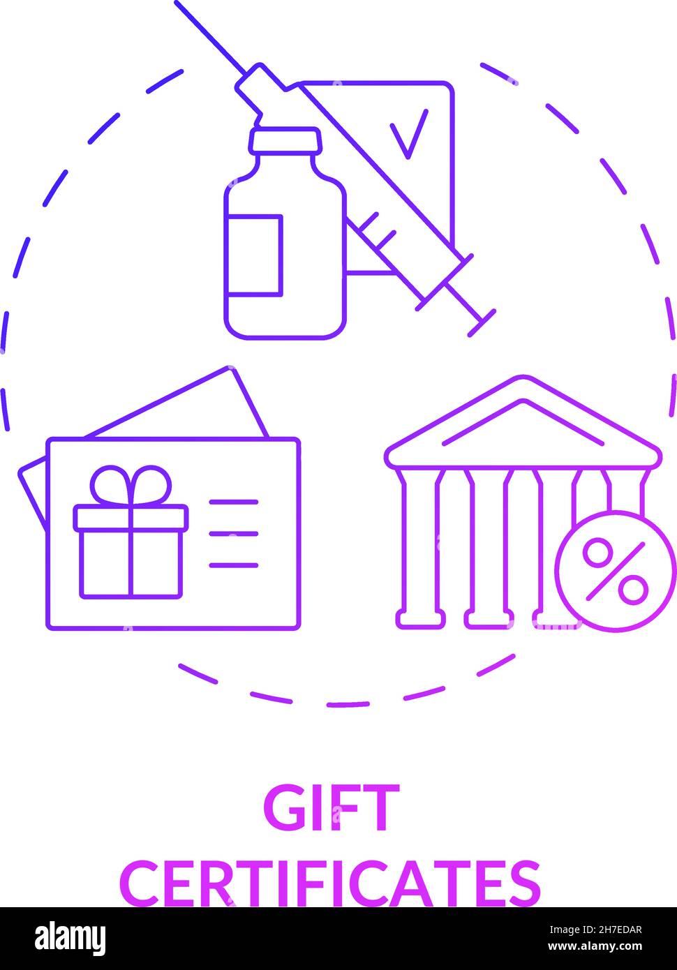 Gift certificates purple gradient concept icon Stock Vector