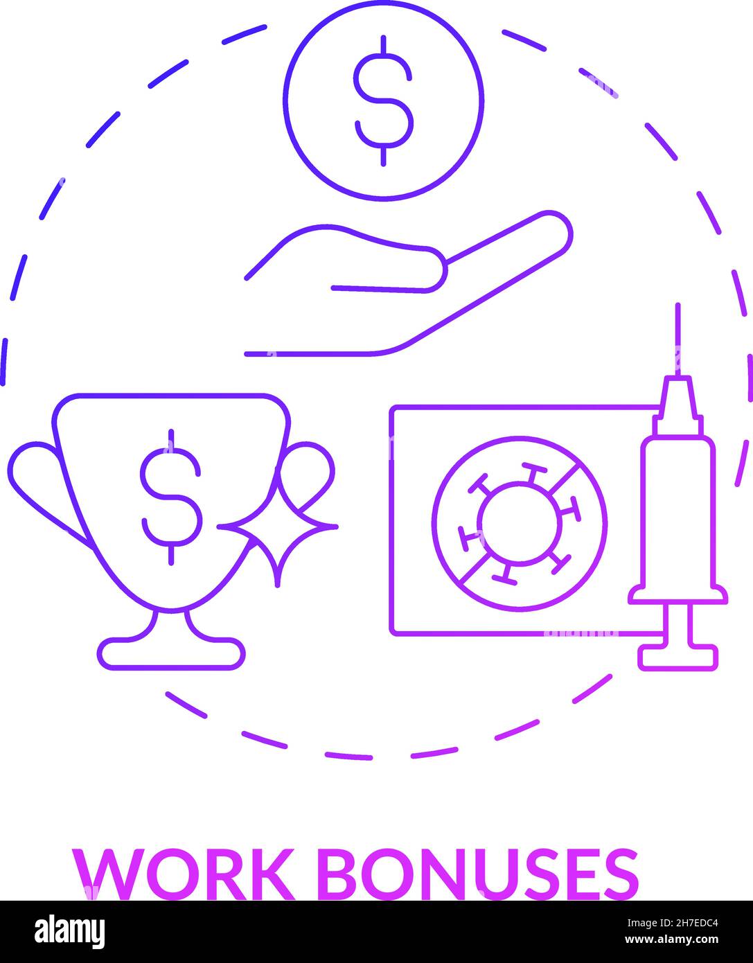 Work bonuses purple gradient concept icon Stock Vector