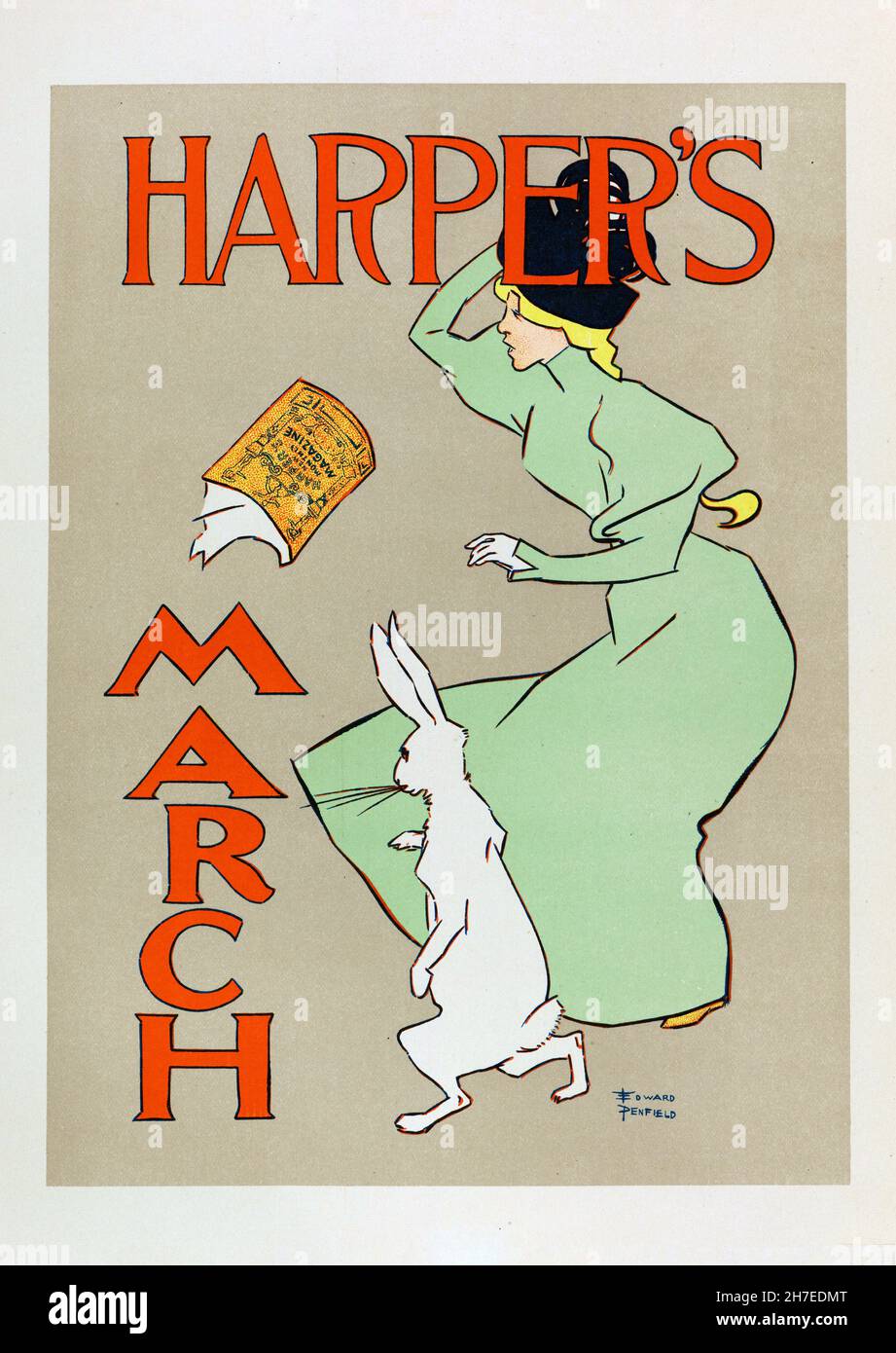 Poster advertising the March issue of Harper’s magazine, 1890s Stock Photo