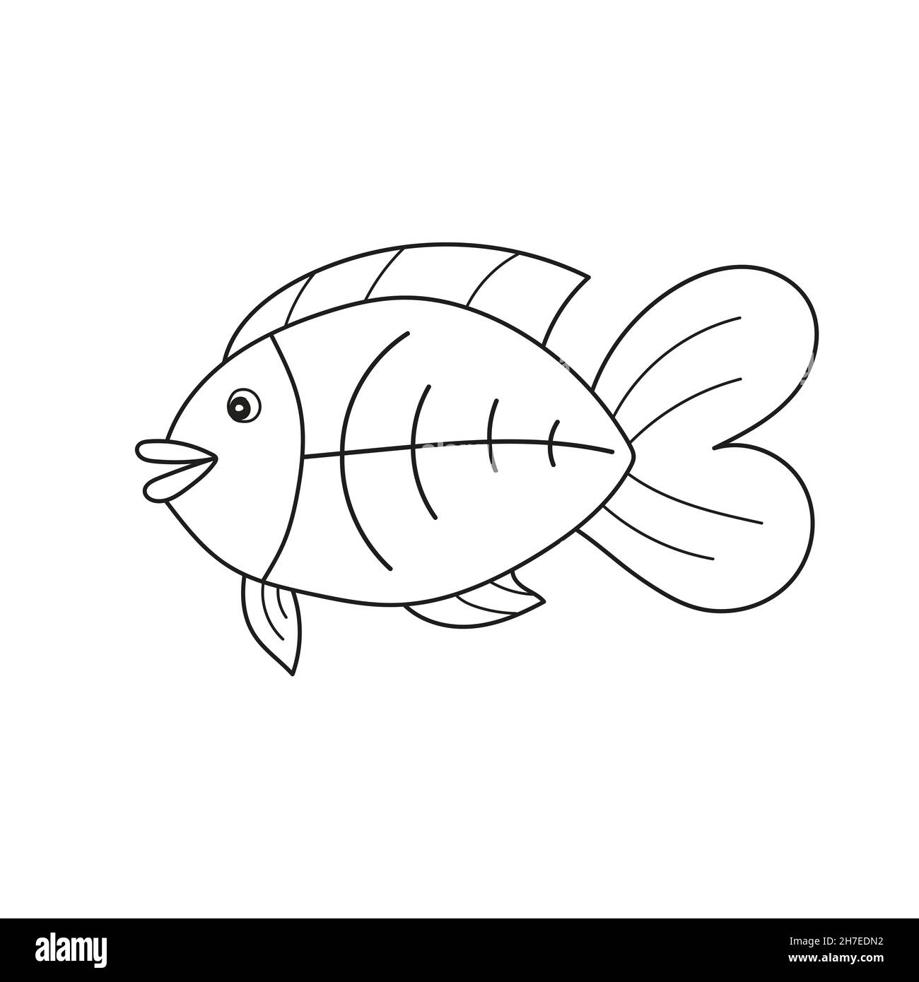 simple coloring page drawing worksheet for preschool kids with easy gaming level fish stock vector image art alamy