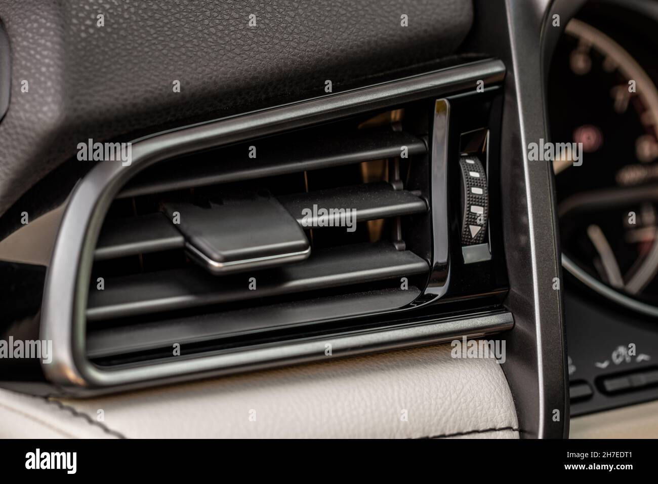Car air conditioning close up view. The air conditioner flow inside the
