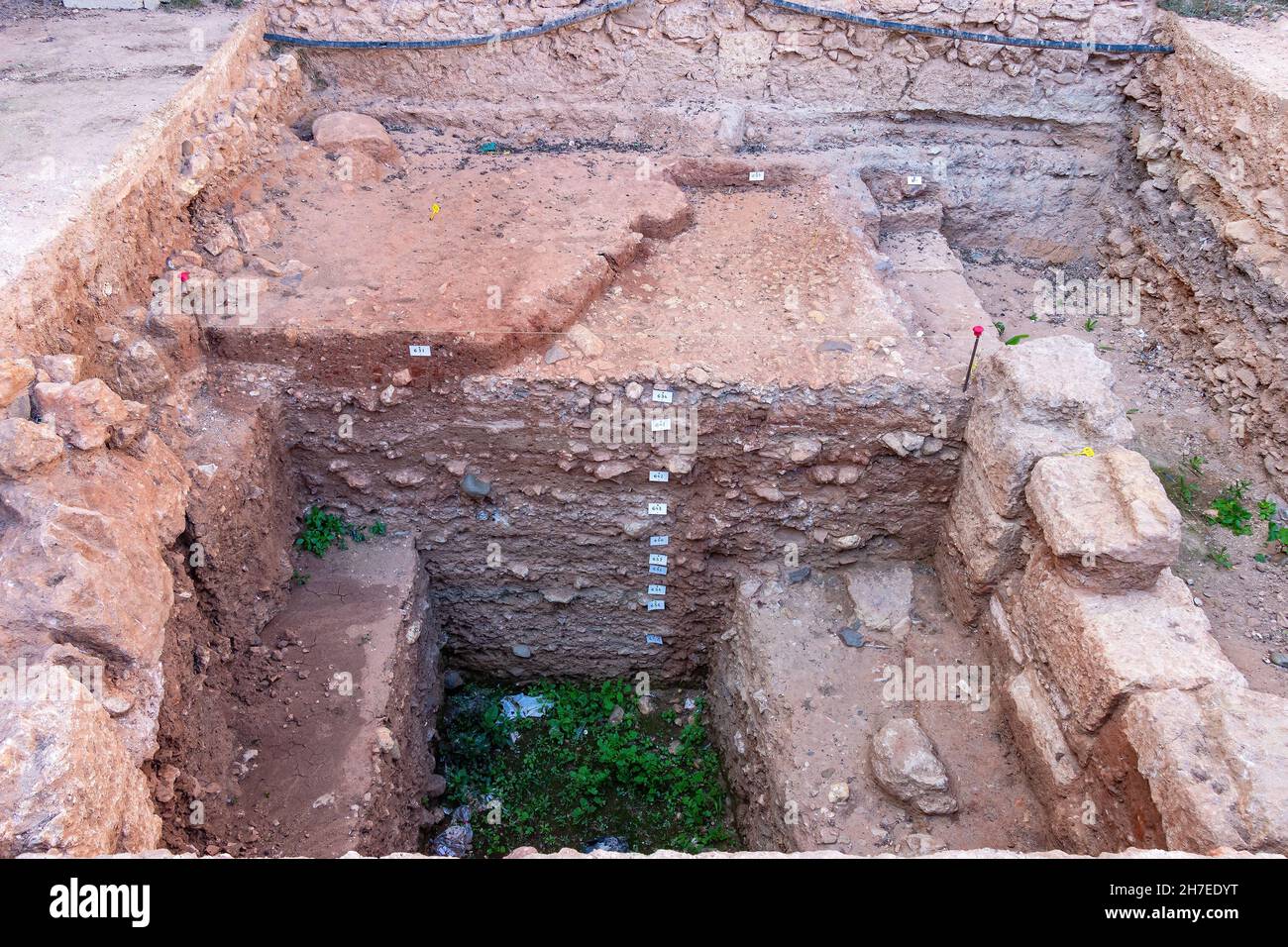 Niebla, Spain - November 18, 2021: Archaeological excavation inside of Niebla castle, in Huelva, Andalucia, Spain Stock Photo