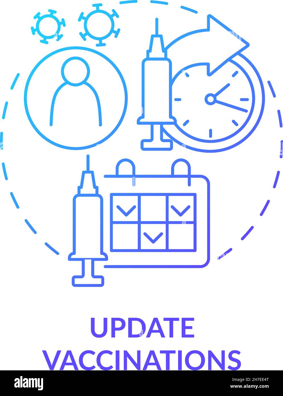 Update vaccinations blue gradient concept icon Stock Vector