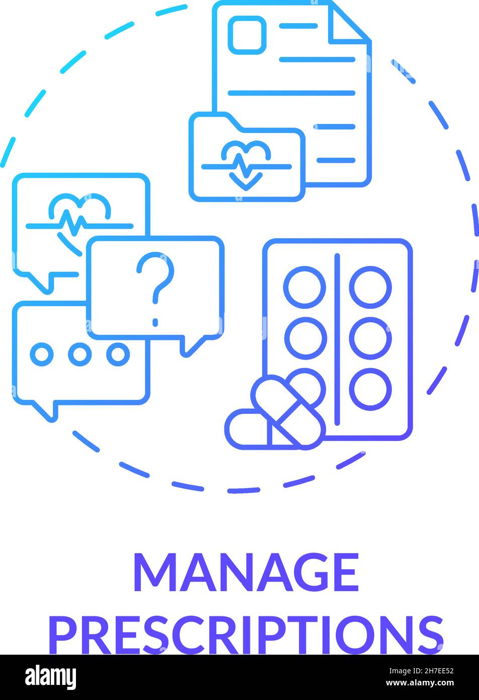 Manage prescriptions blue gradient concept icon Stock Vector
