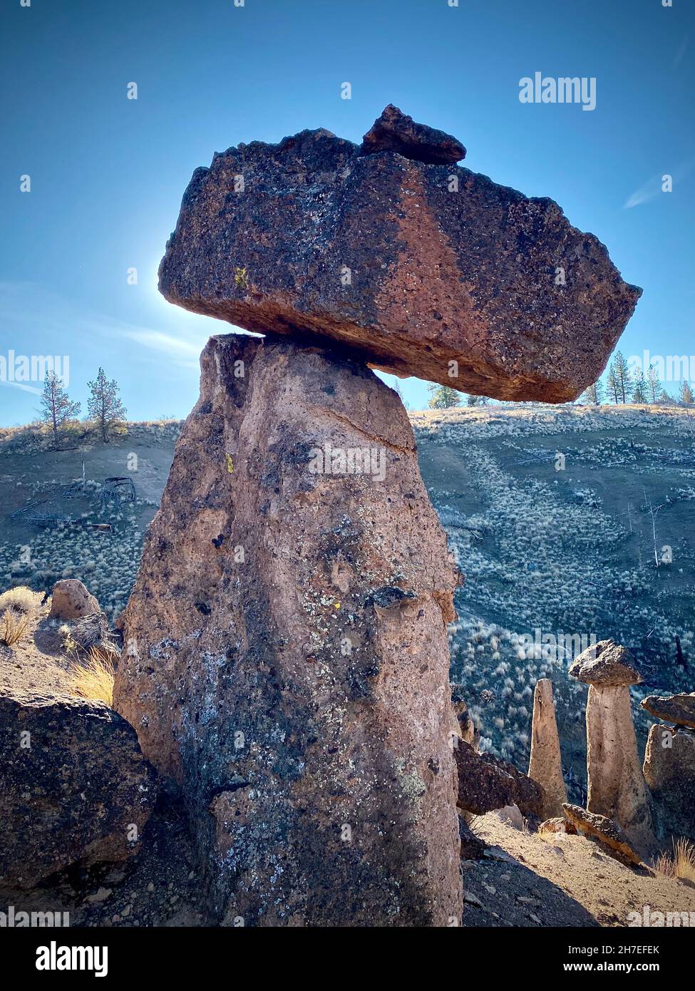 Balancing rocks, central Oregon, USA Stock Photo