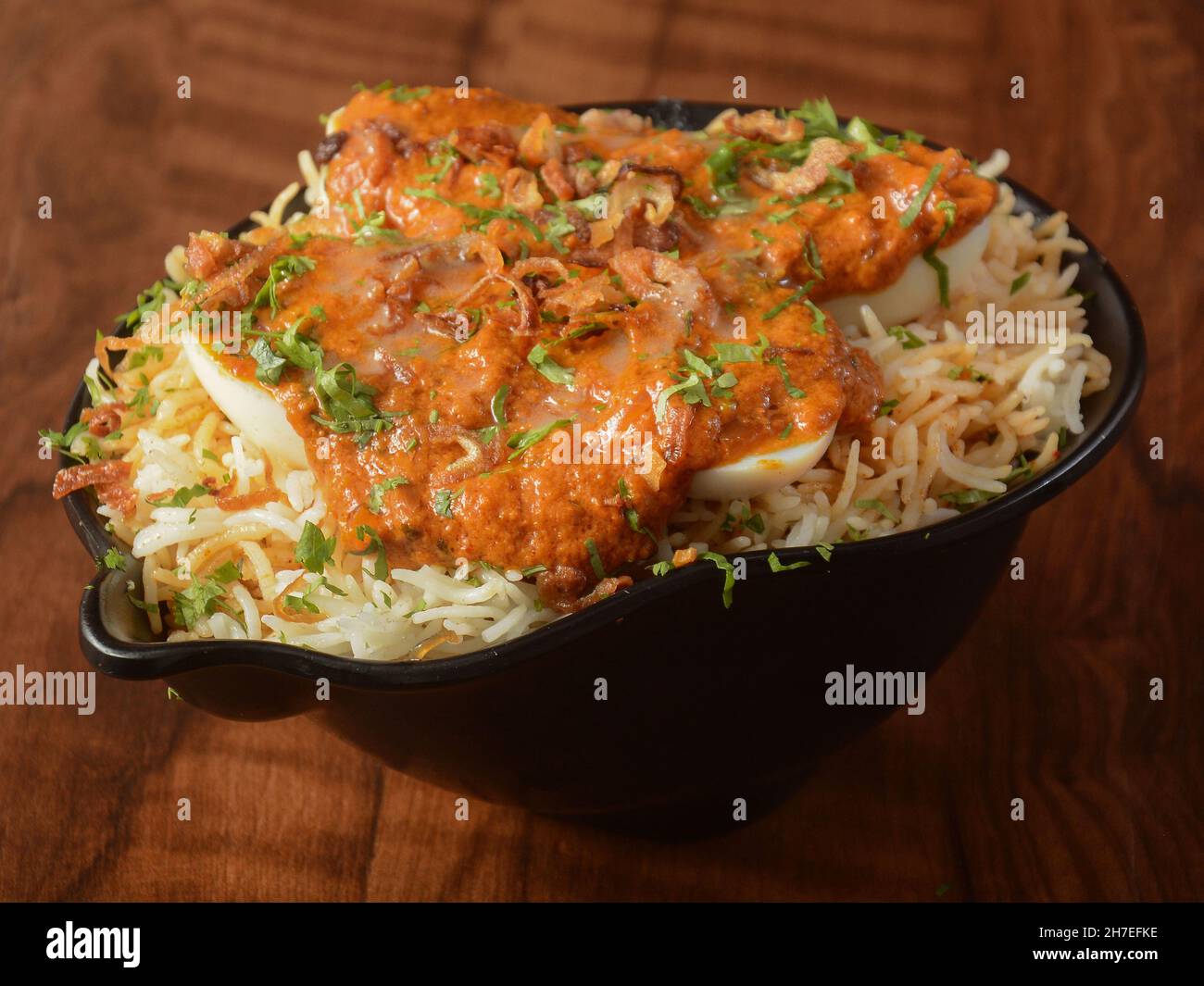 Traditional Egg Biryani Basmati rice cooked with masala and spices