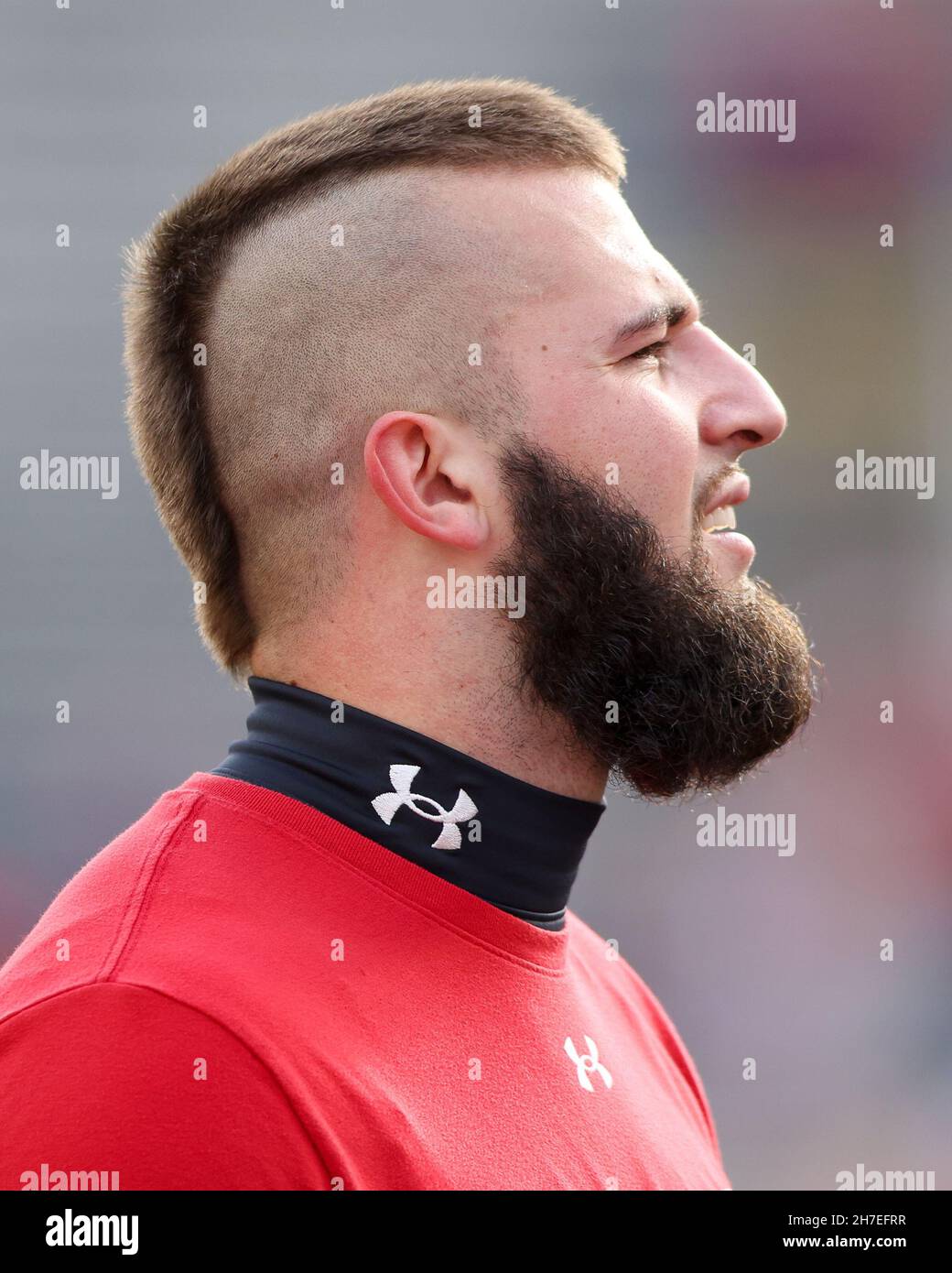 Madison, WI, USA. 20th Nov, 2021. Wisconsin Badgers safety Collin Wilder (18) during the NCAA Football game between the Nebraska Cornhuskers and the Wisconsin Badgers at Camp Randall Stadium in Madison, WI. Darren Lee/CSM/Alamy Live News Stock Photo