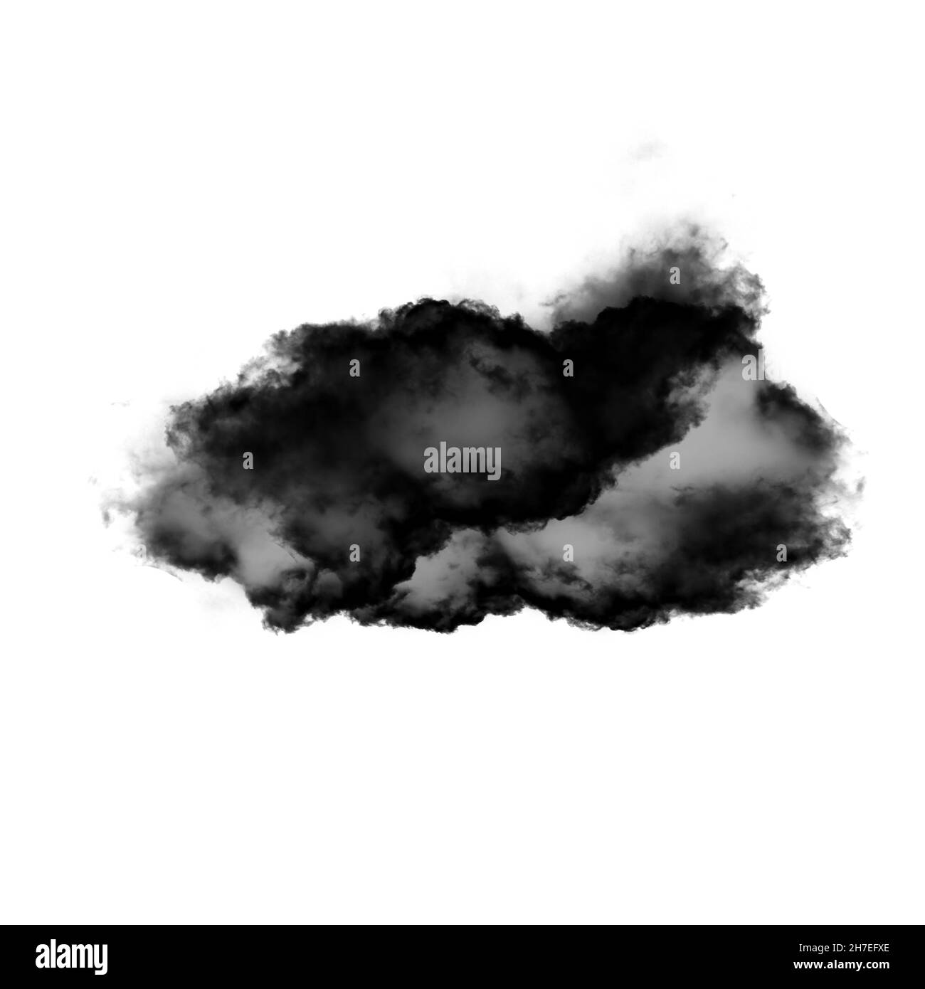 Black cloud shape isolated over white background, 3D realistic