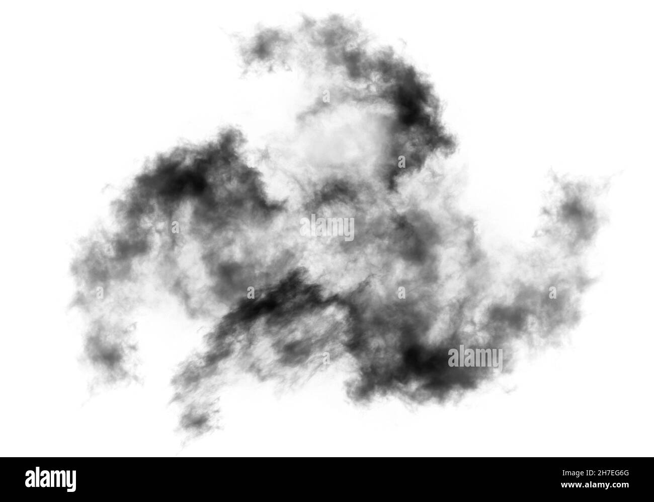Dragon shaped cloud of smoke isolated over white background, realistic