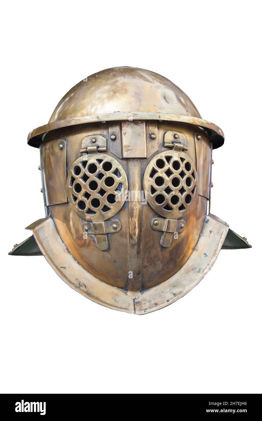 Provocator-class gladiator helmet. Isolated over white Stock Photo