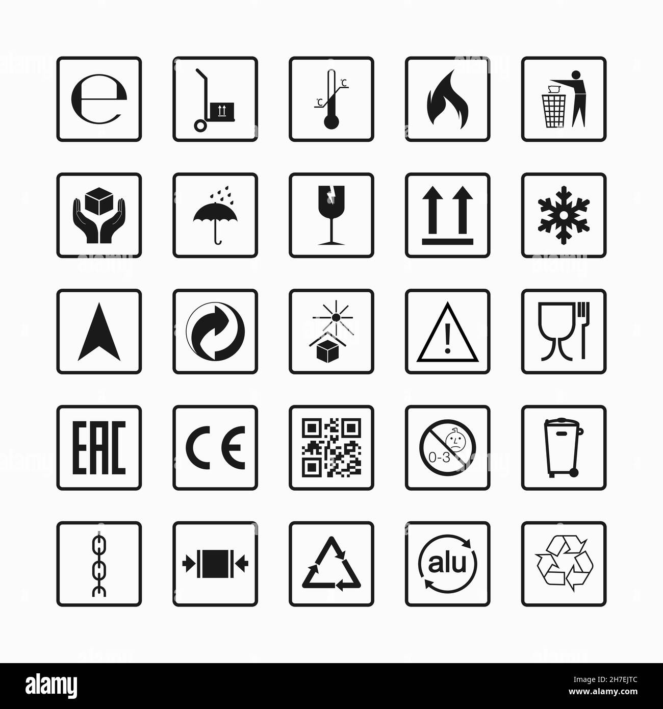 Packaging icons, package signs set. Vector illustration, flat design. Stock Vector