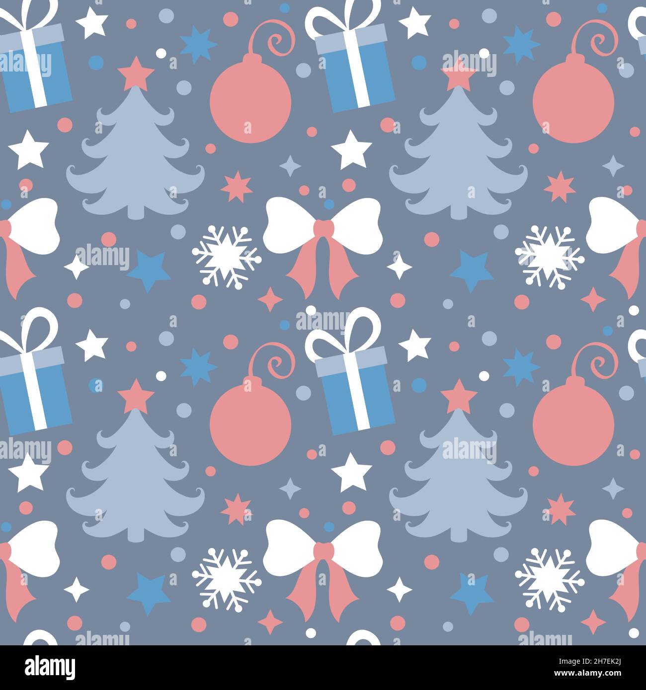 Seamless Christmas pattern in a flat style.  Stock Vector
