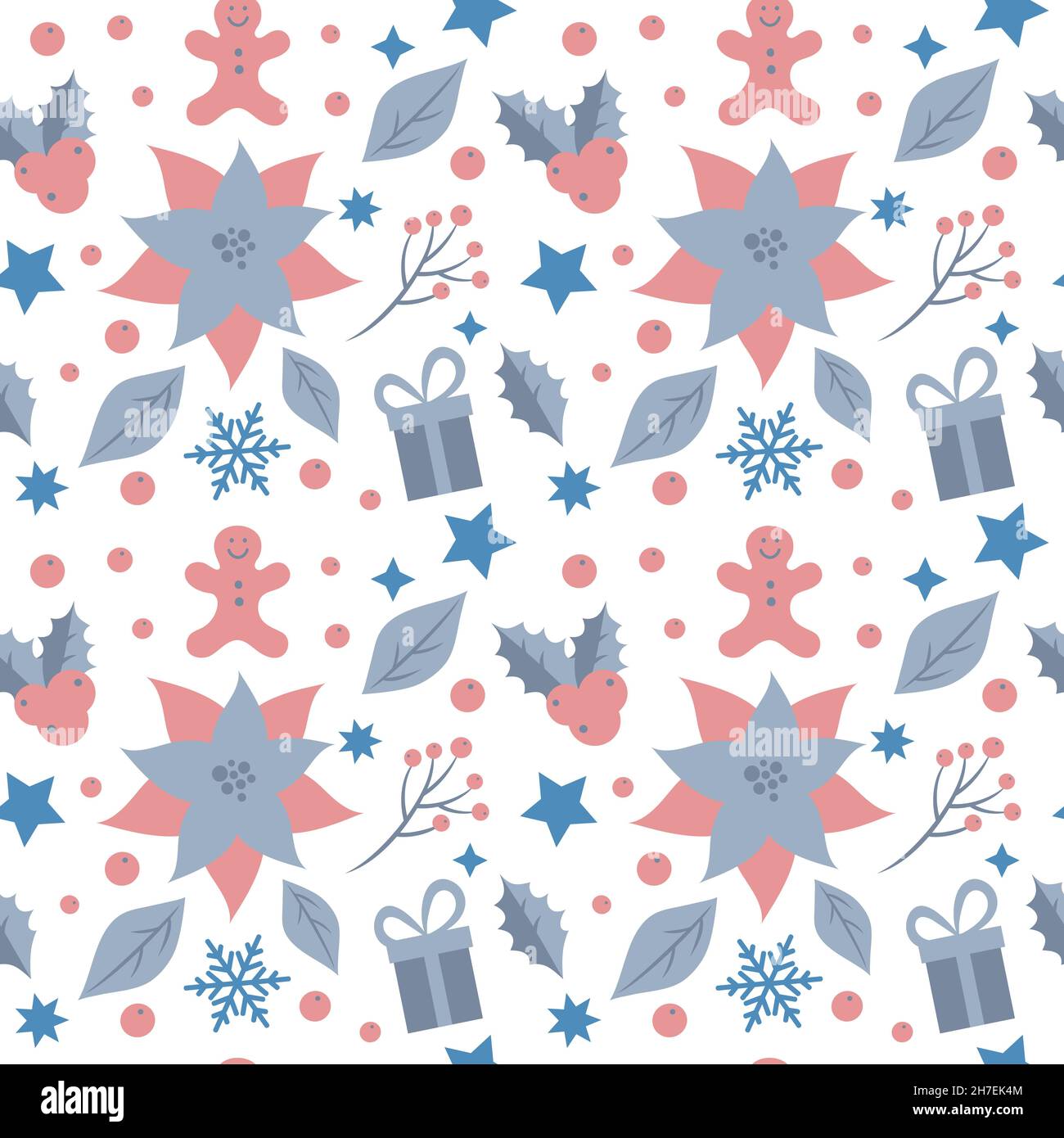 Seamless Christmas pattern in a flat style. Stock Vector