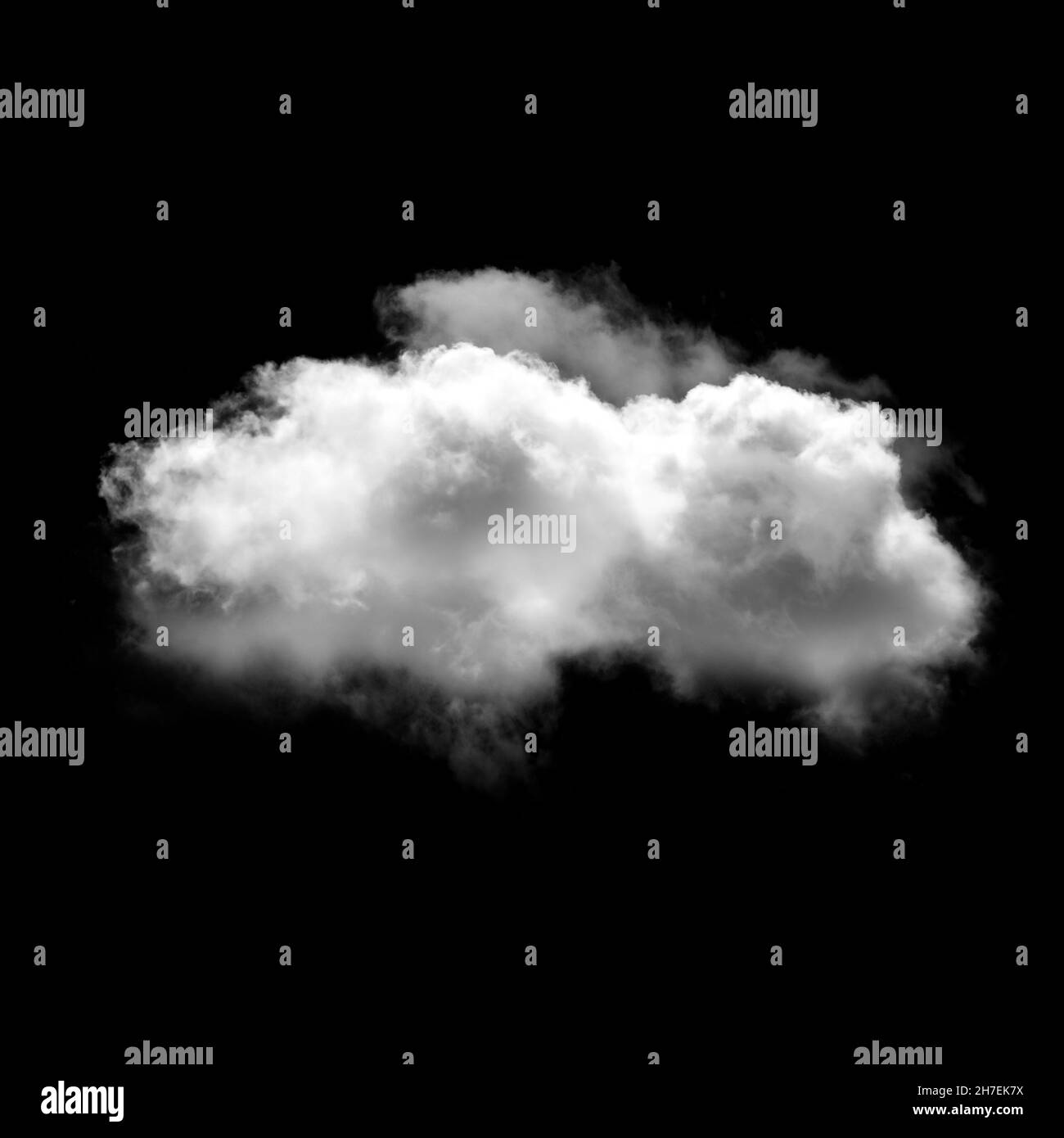 Single white fluffy cloud isolated over black solid background. Weather ...
