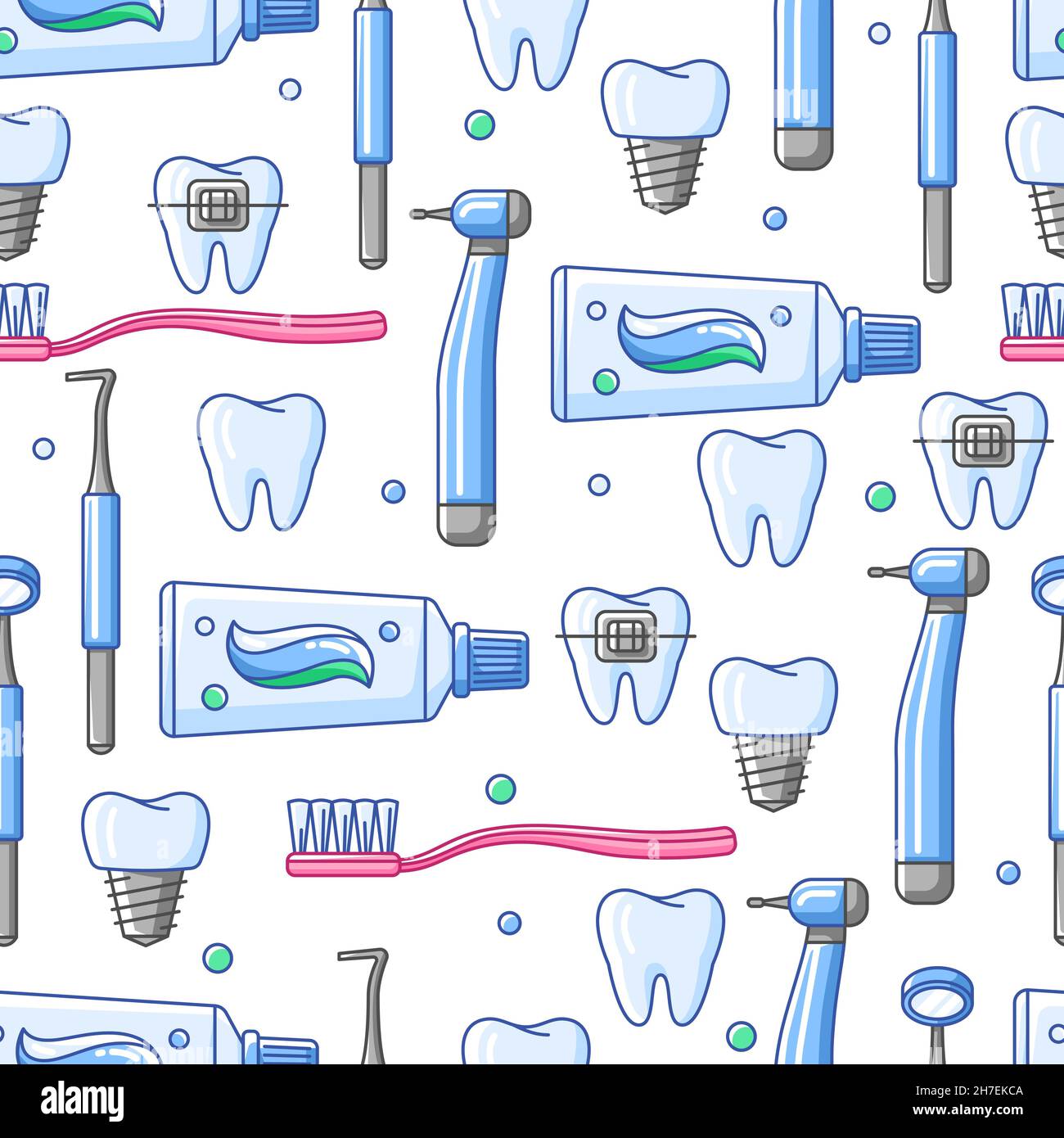 Medical seamless pattern with dental equipment icons. Dentistry and ...