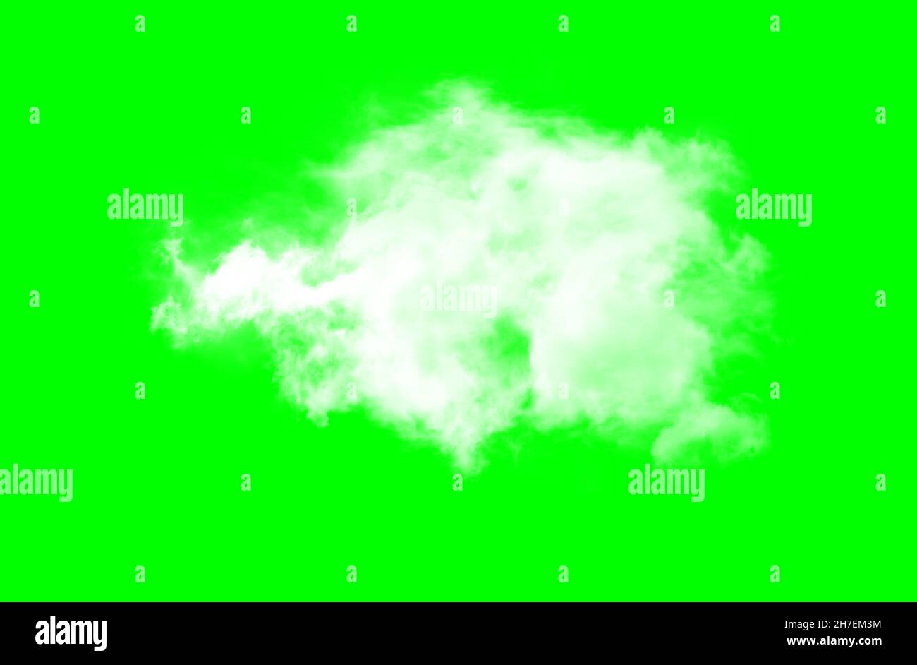 Single white cloud isolated over chroma key green background Stock ...