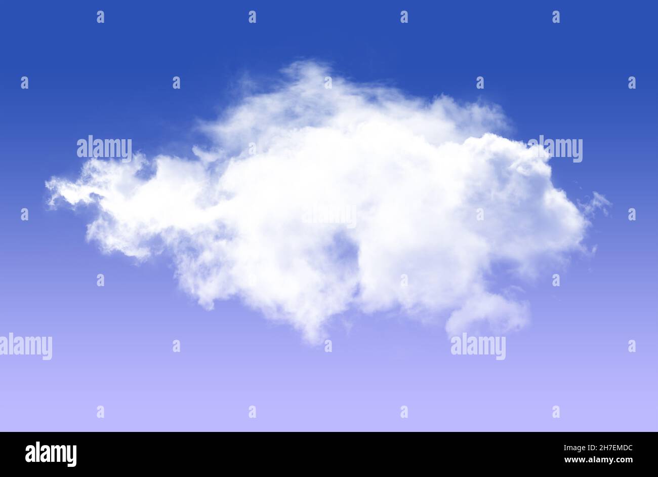 Single white cloud isolated over blue sky background, realistic cloud 3D rendering illustration Stock Photo