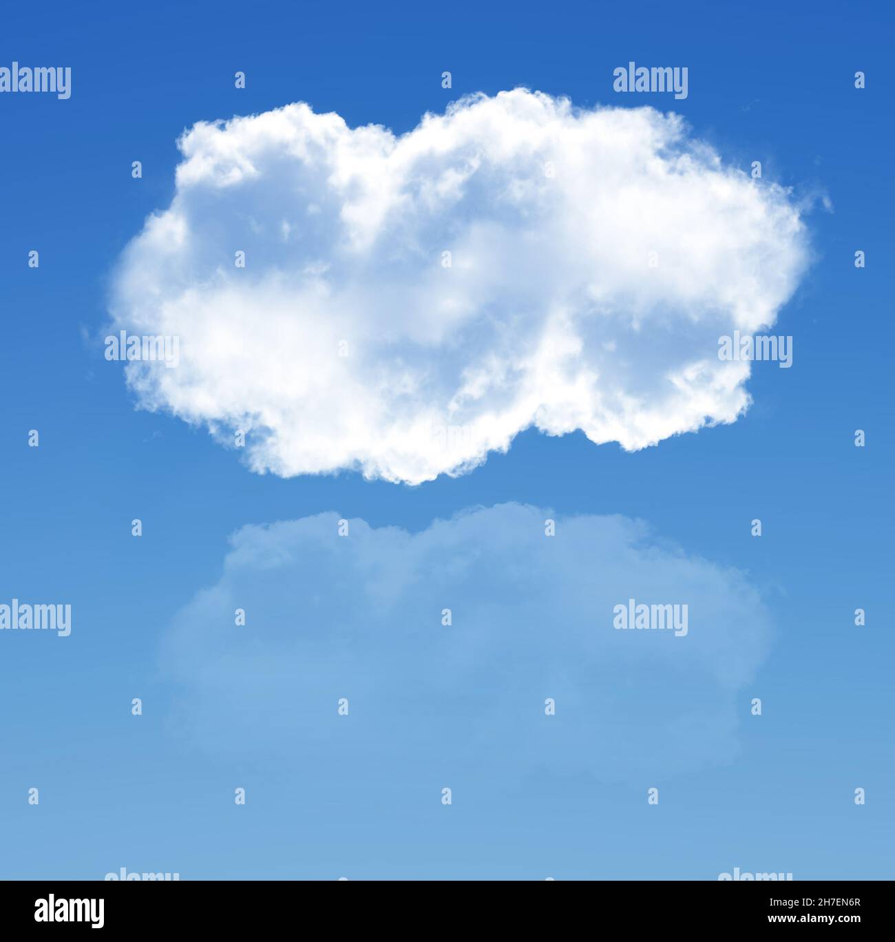 Cloud shape with a reflection illustration, realistic white fluffy cloud isolated Stock Photo