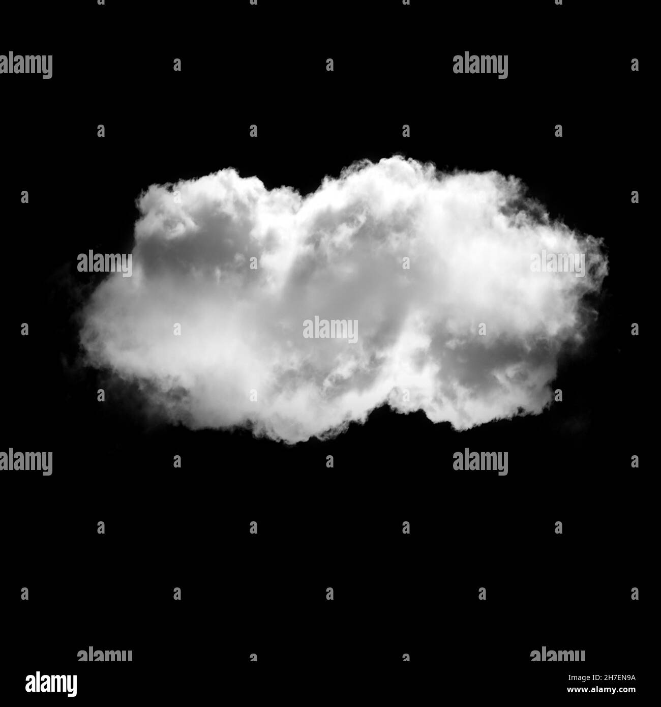 Soft white cloud flying isolated over black background illustration ...