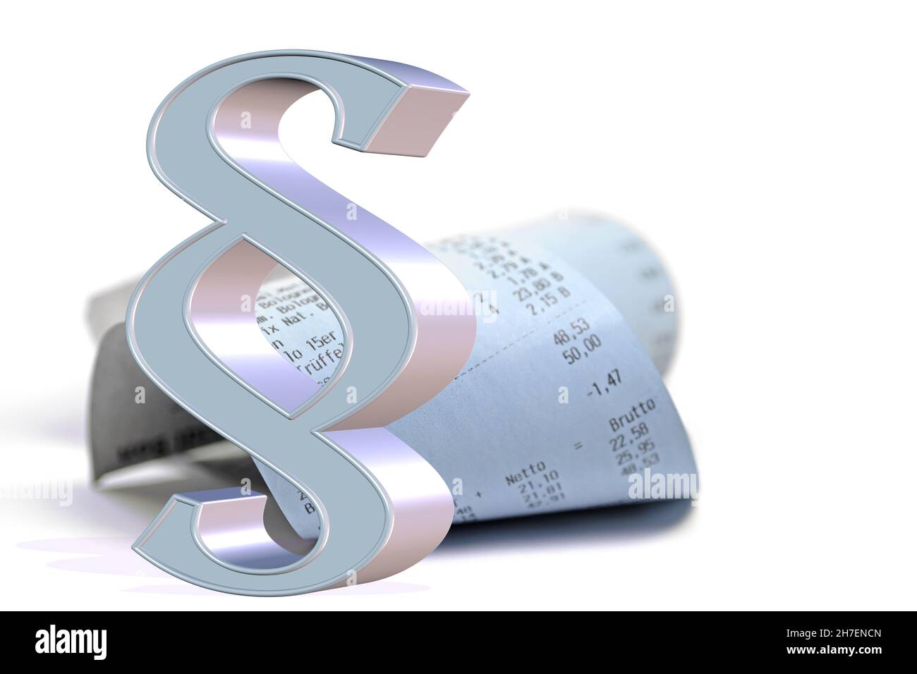 Receipt and paragraph against a white background, 3d-illustration Stock Photo