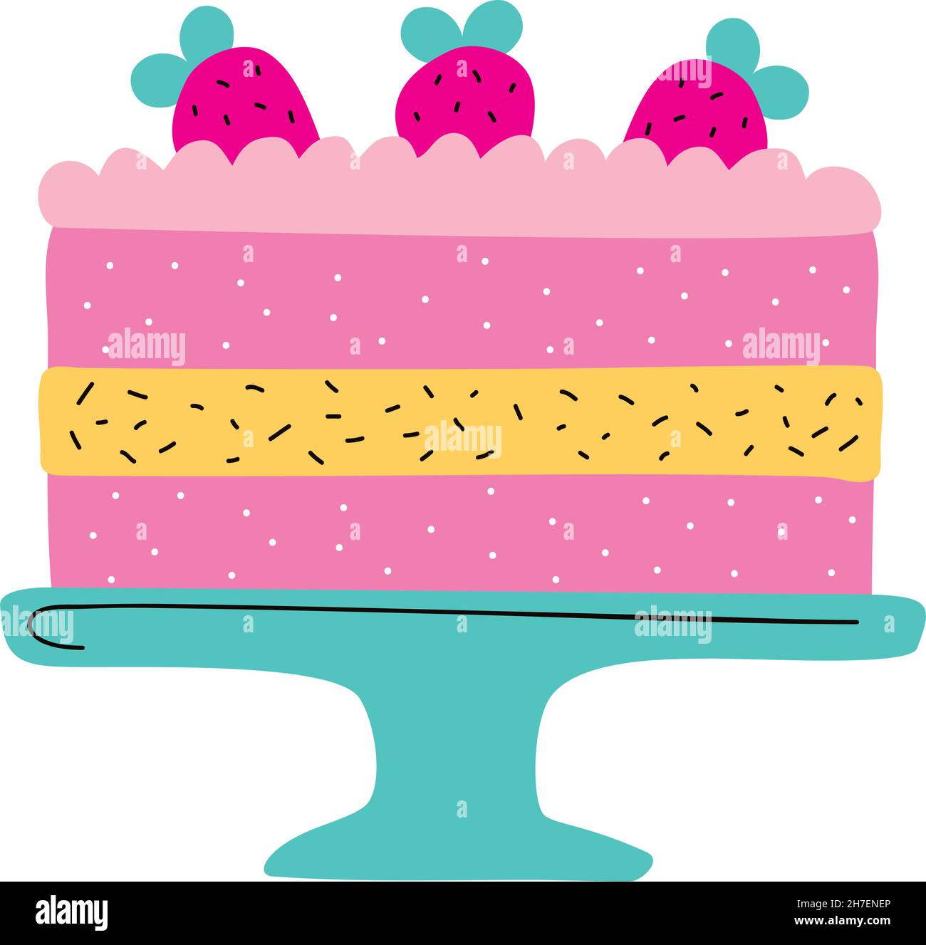 sweet cake with strawberries icon Stock Vector Image & Art - Alamy