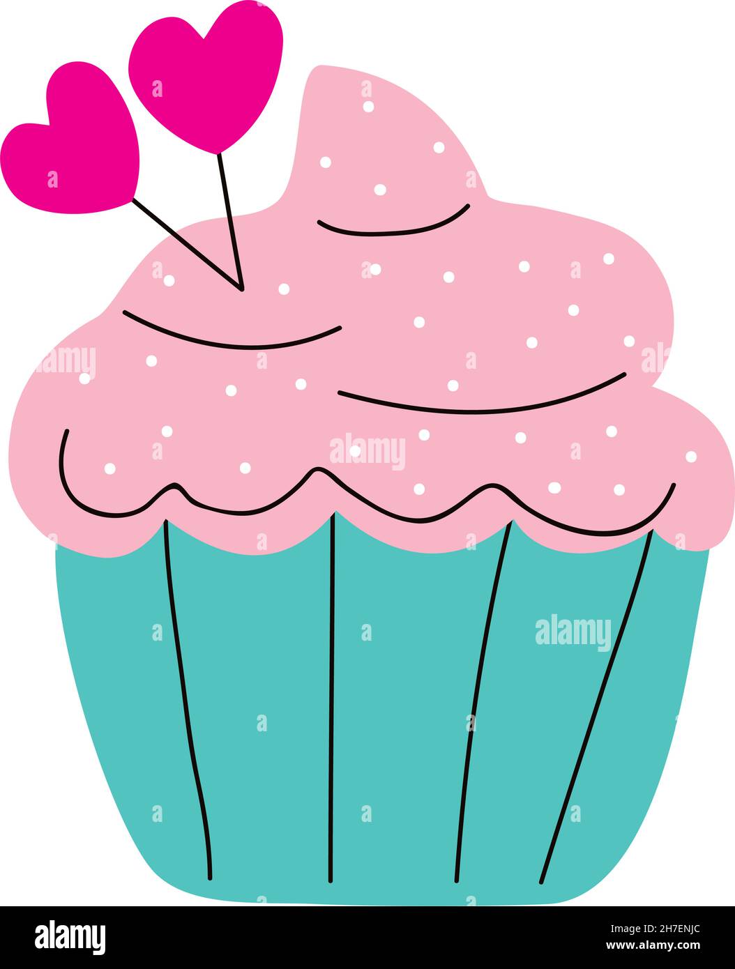 birthday cupcake with hearts icon Stock Vector Image & Art - Alamy