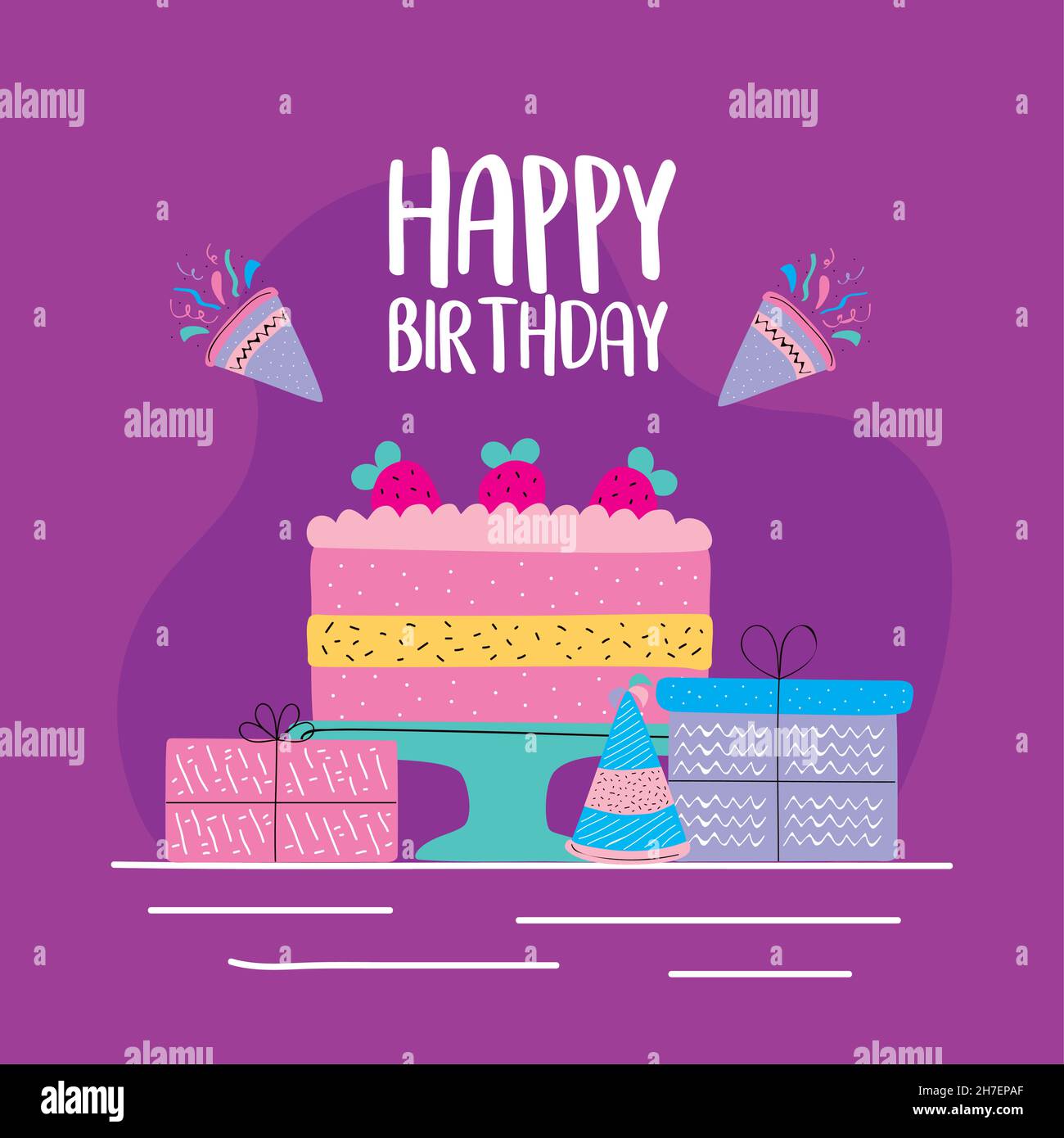 happy birthday greeting cards with cake Images High... happy birthday card with cake Stock Vector Image & Art - Alamy
